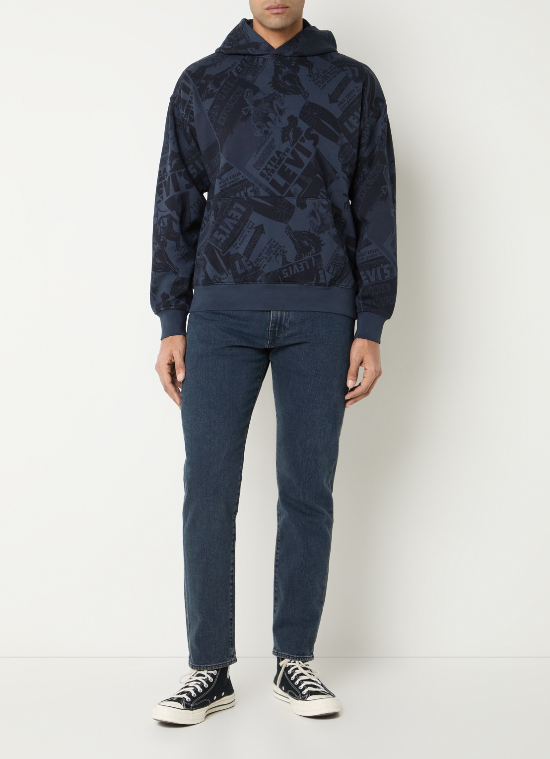 Levi's Sunset hoodie met print - voorkant 4 donkerblauw