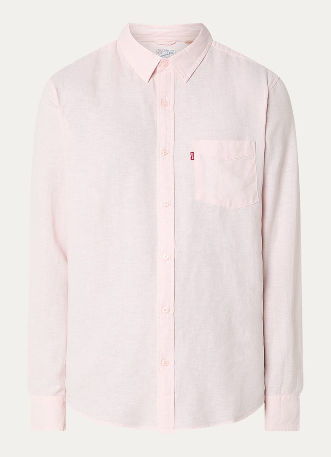 Levi's Sunset regular fit overhemd in linnenblend - voorkant 2 lichtroze