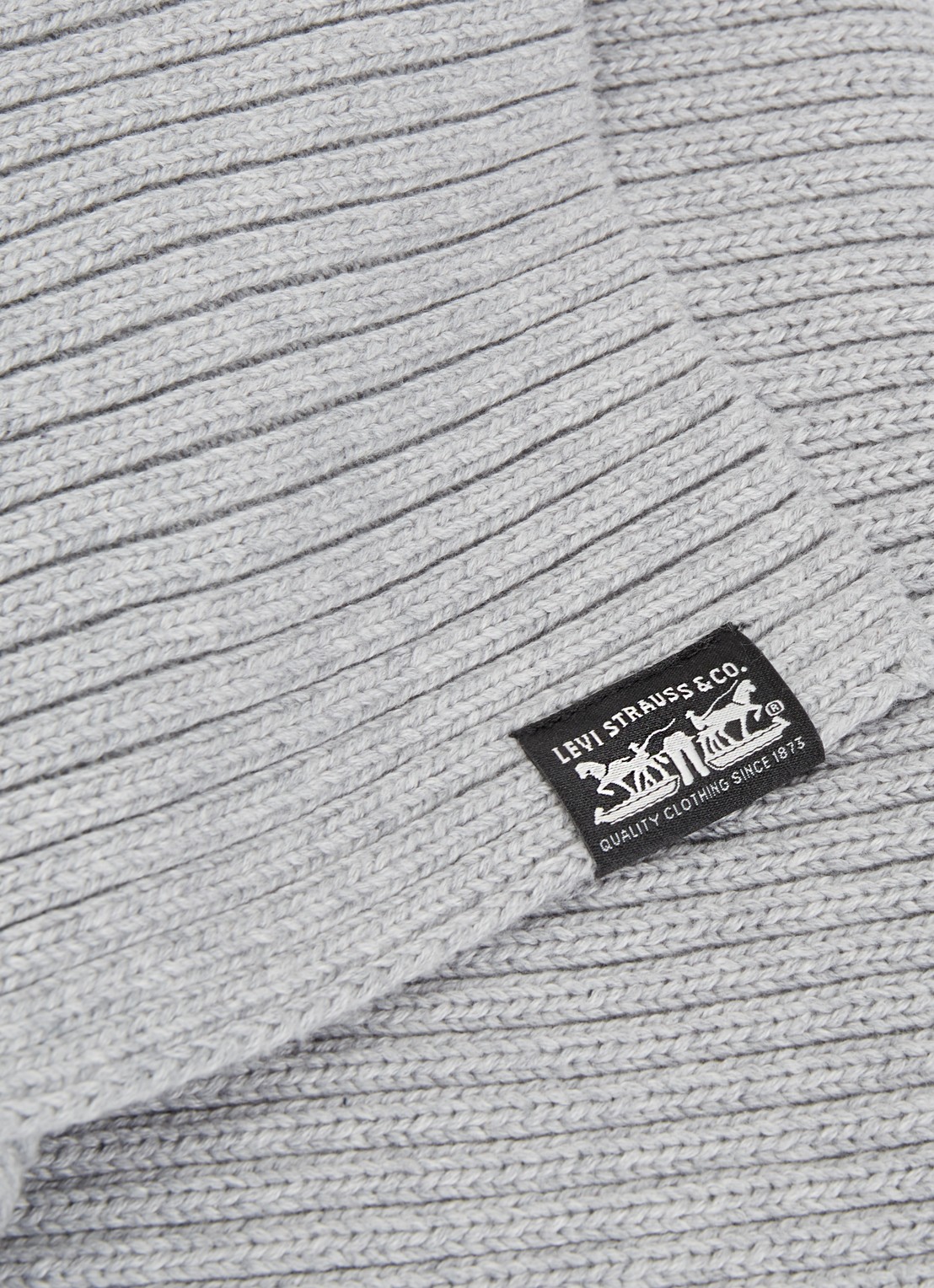 Levi's Sunset ribgebreide sjaal 190 x 35 cm - detail 3 grijs