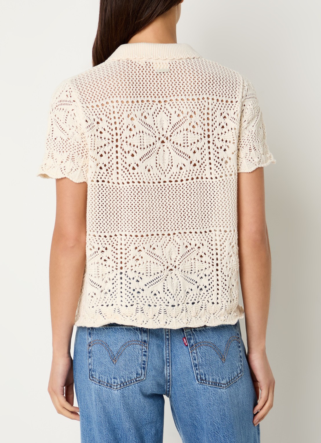 Levi's Susanna blouse met opengewerkt dessin - achterkant creme