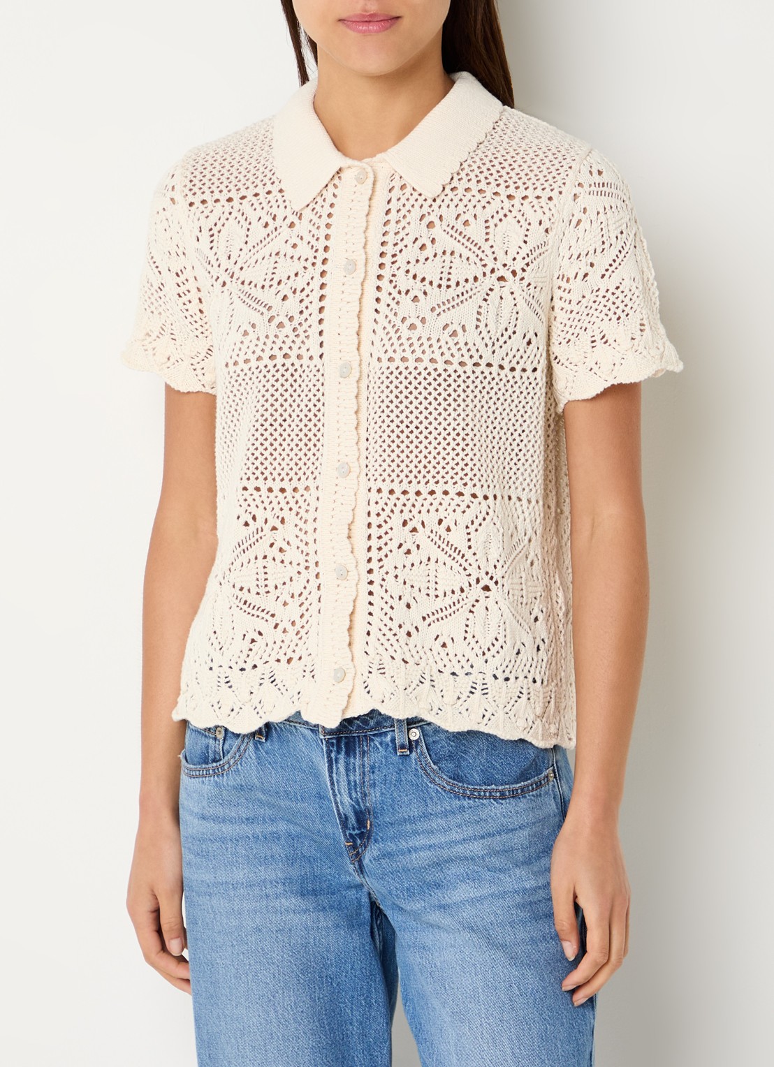 Levi's Susanna blouse met opengewerkt dessin - detail 2 creme