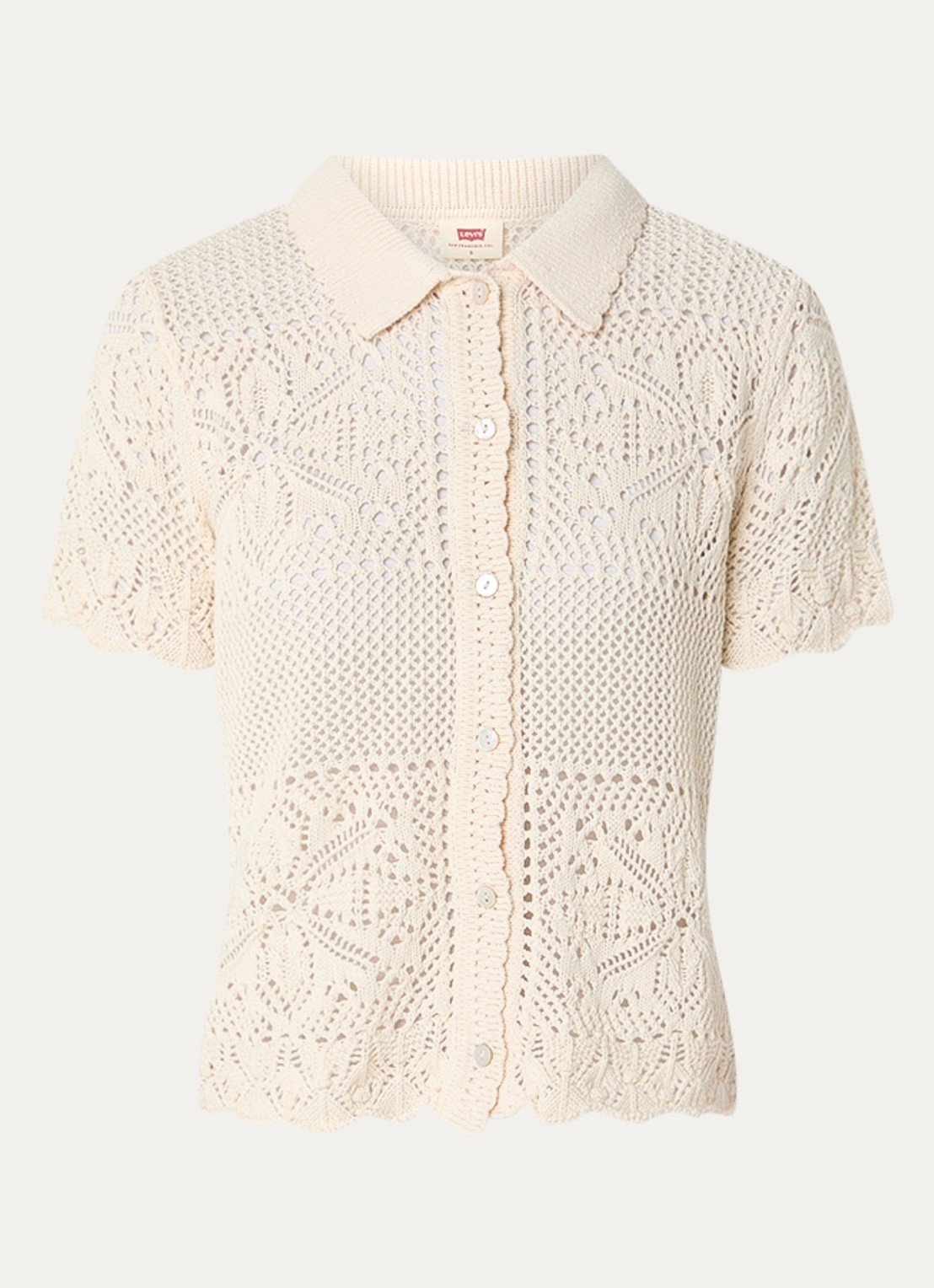Levi's Susanna blouse met opengewerkt dessin - voorkant 3 creme