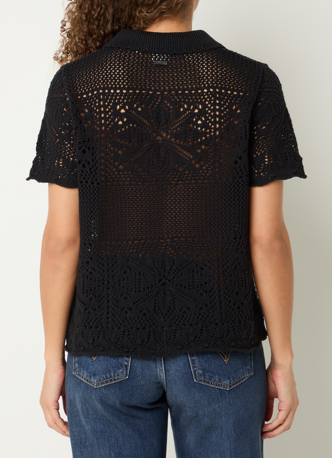Levi's Susanna fijngebreide blouse met opengewerkt dessin - achterkant zwart
