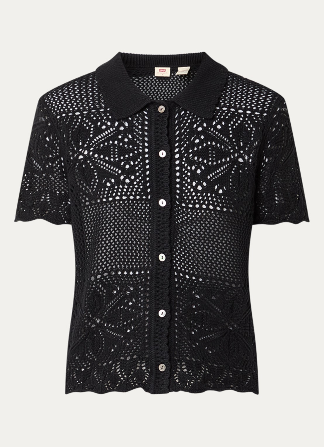 Levi's Susanna fijngebreide blouse met opengewerkt dessin - voorkant 2 zwart