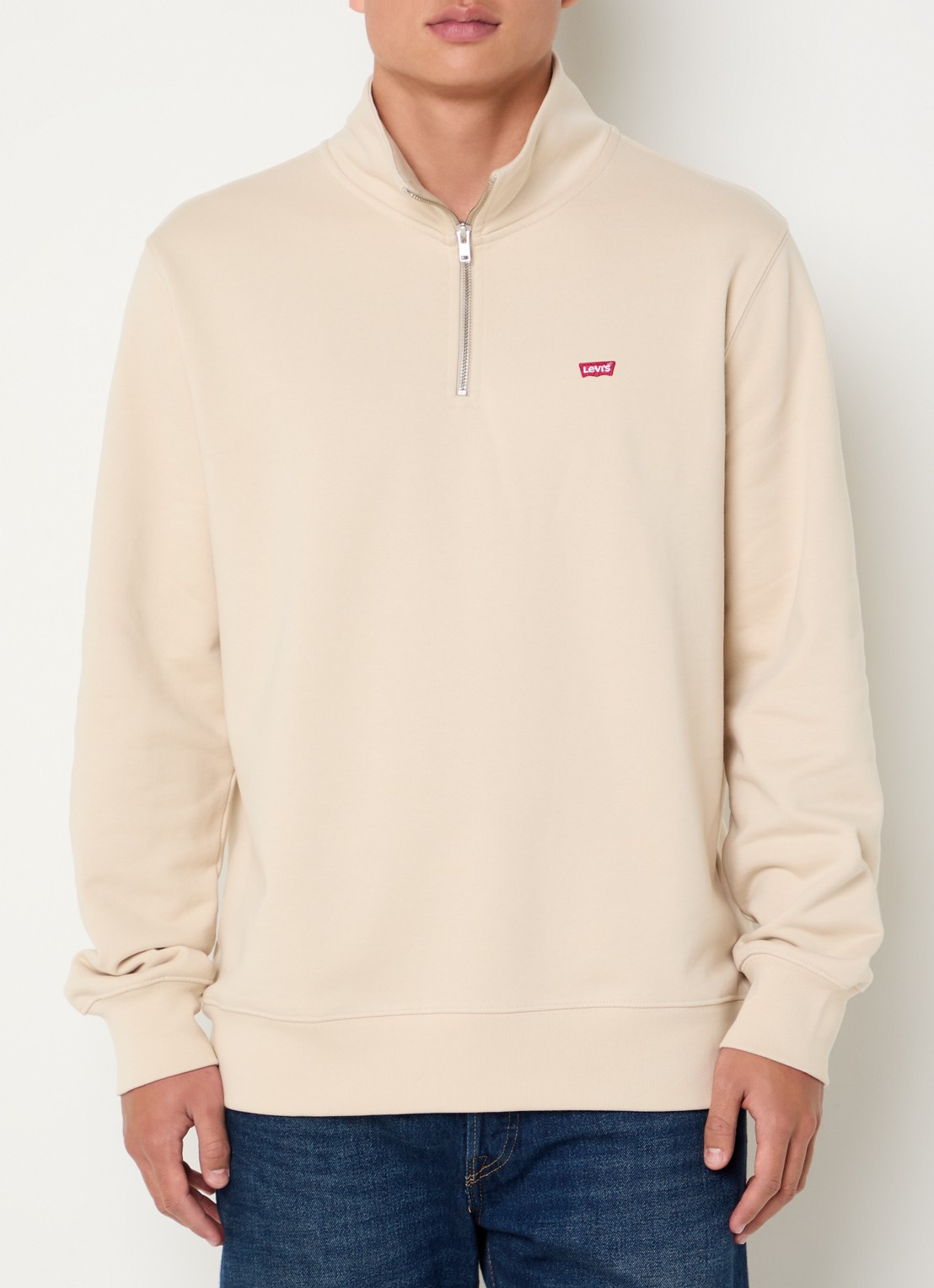 Levi's Sweater met halve rits en logoborduring - detail 3 beige