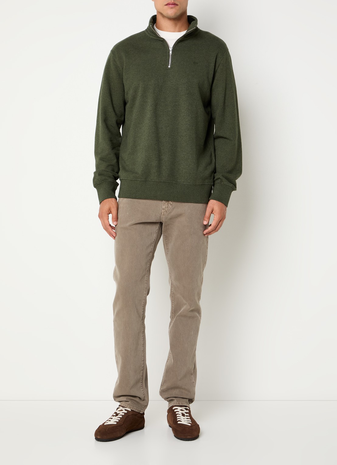 Levi's Sweater met halve rits - voorkant 3 legergroen