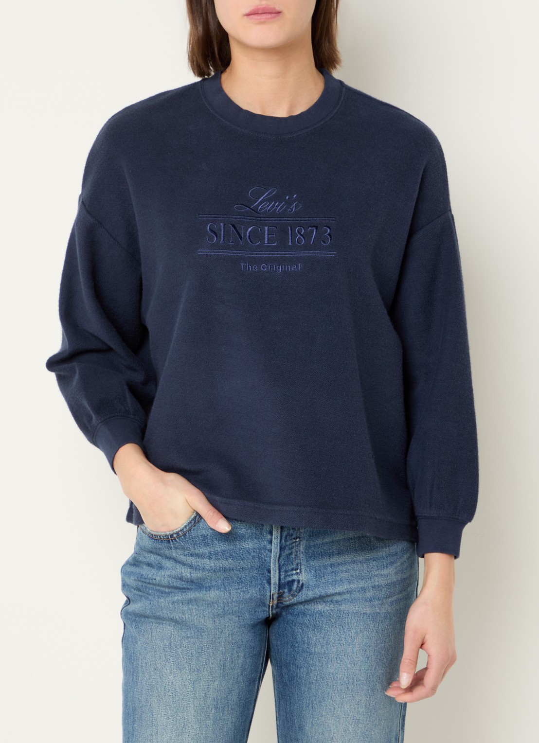 Levi's Sweater met logoborduring - detail 4 donkerblauw