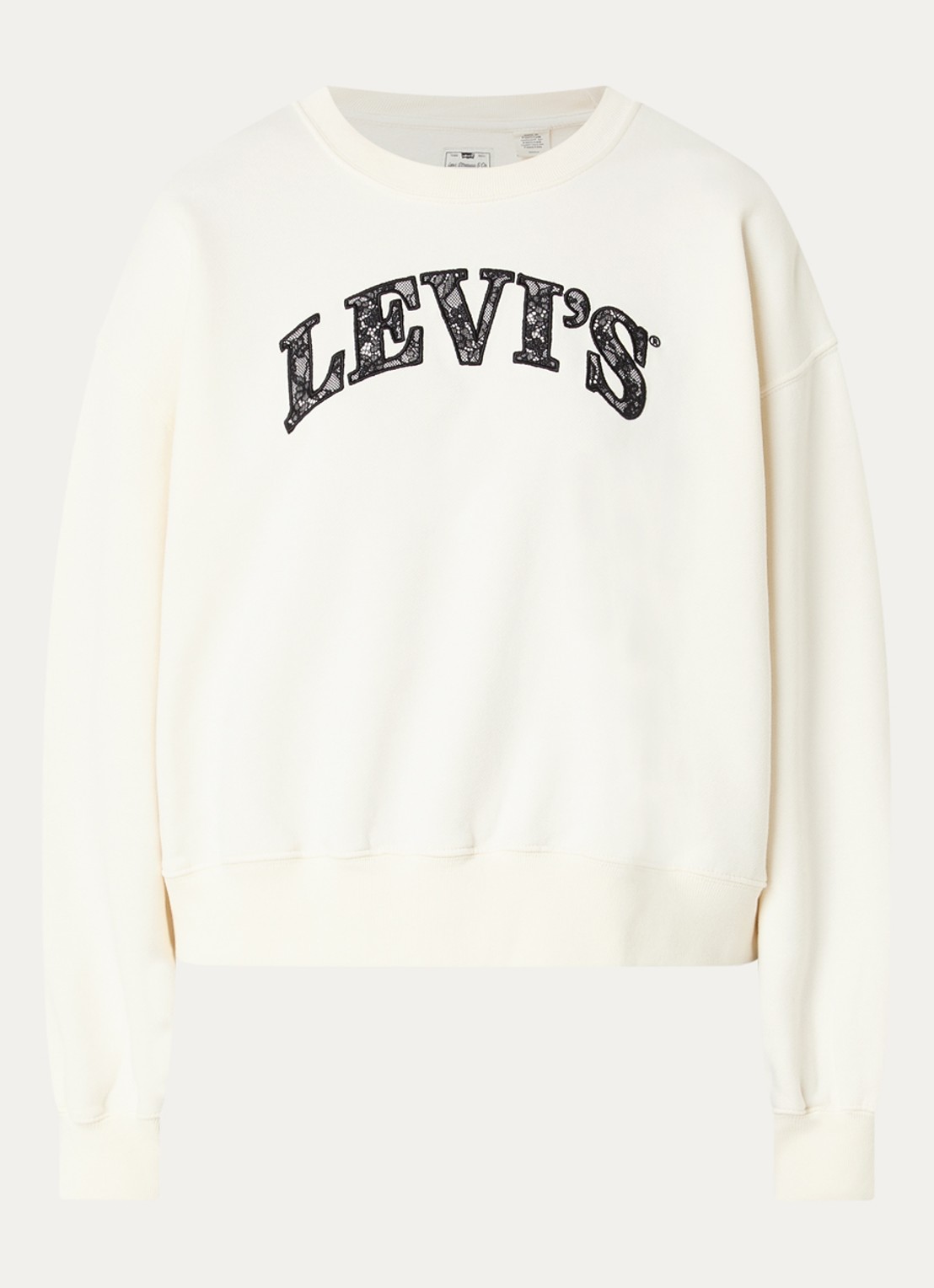 Levi's Sweater met logoborduring - voorkant 2 gebroken wit