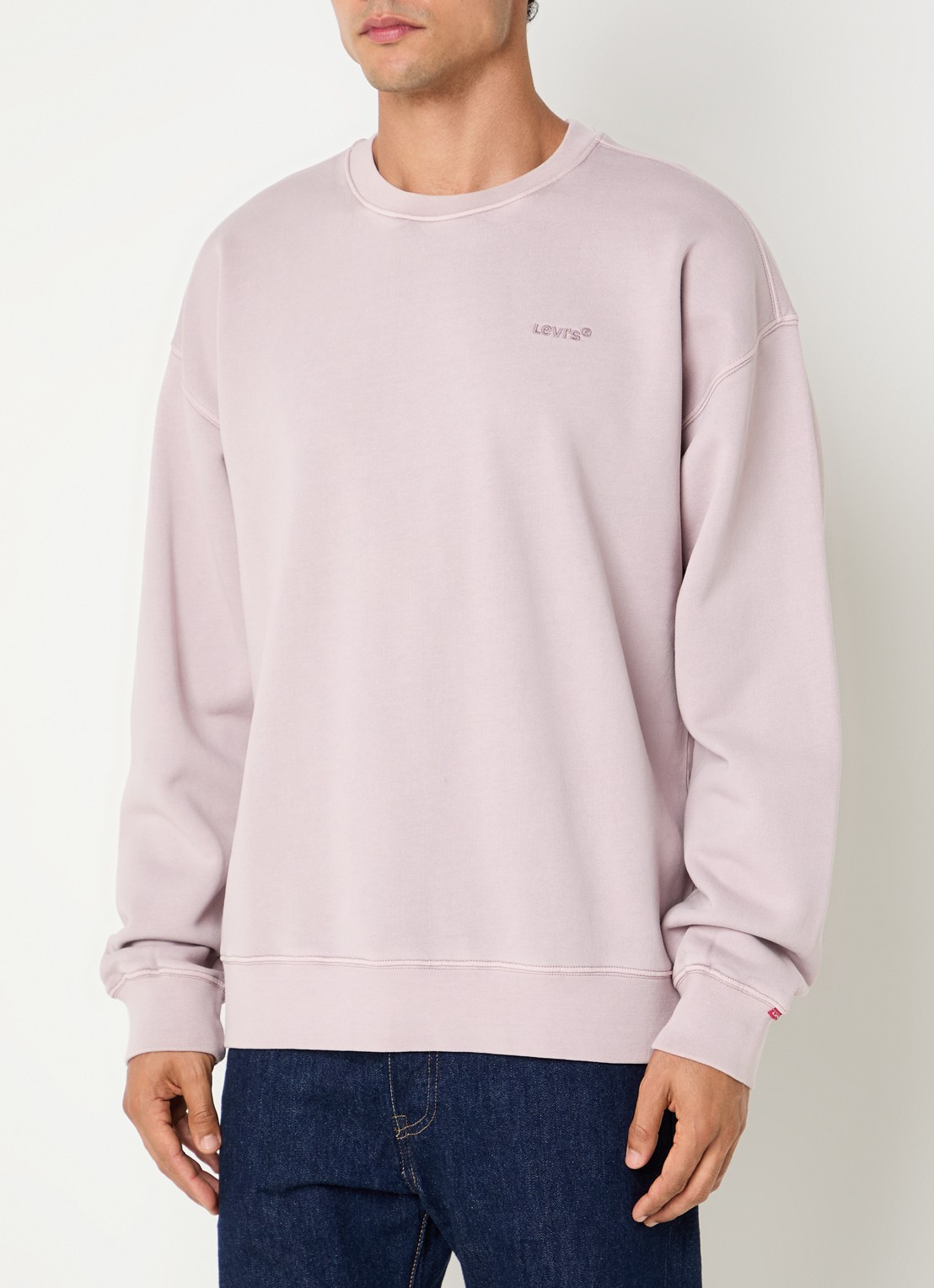 Levi's Sweater met logoborduring - detail lichtroze