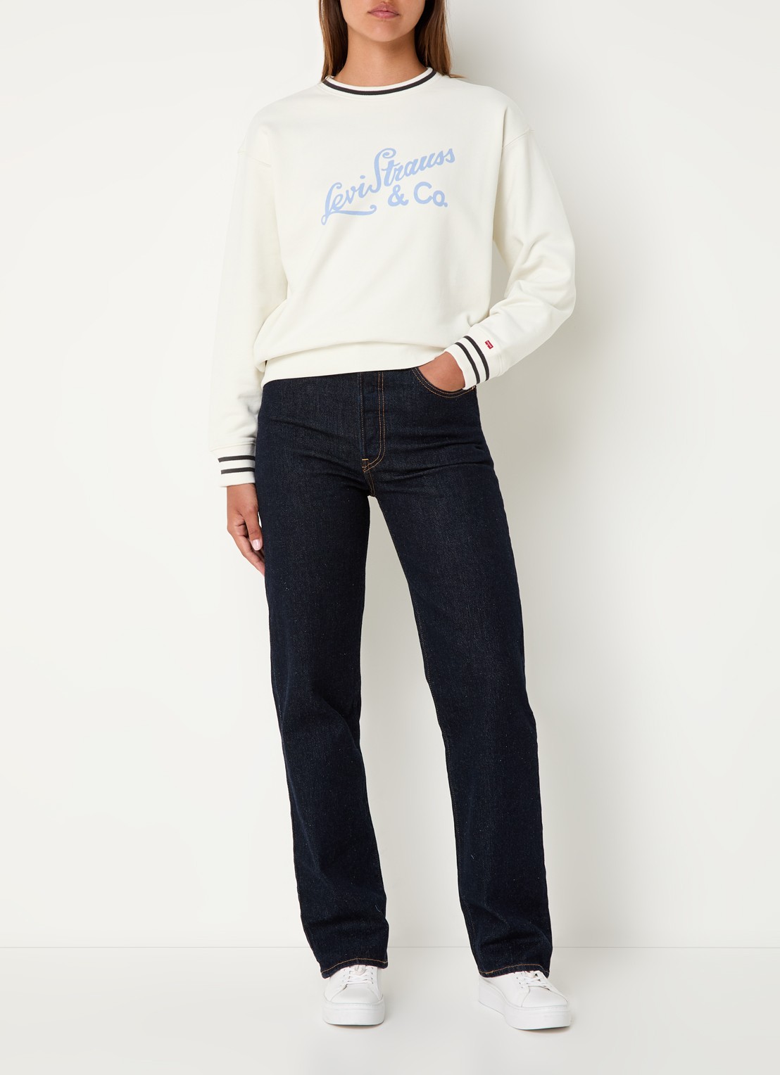 Levi's Sweater met logoprint - voorkant 3 beige