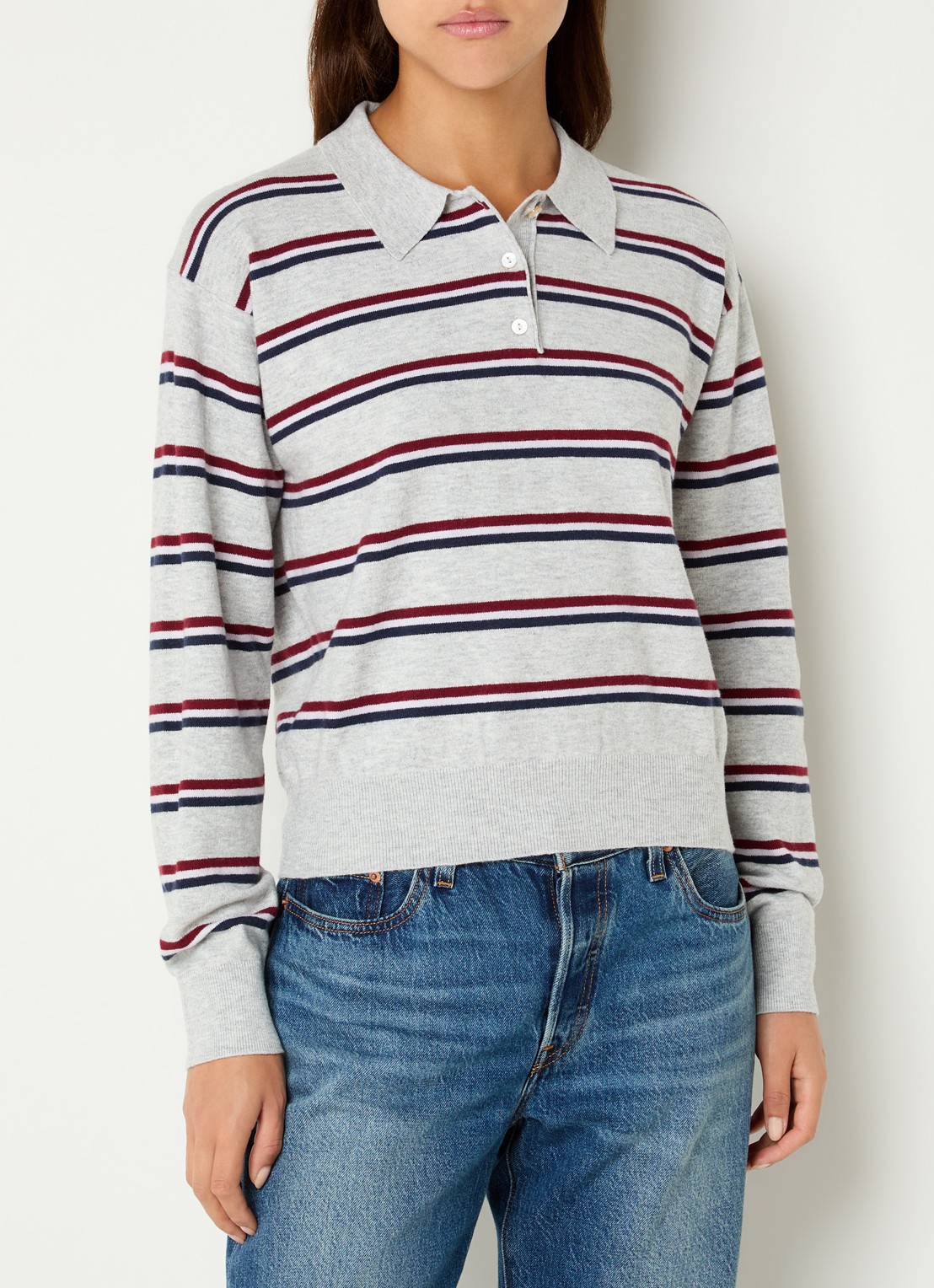 Levi's Sweater met polokraag - detail lichtgrijs