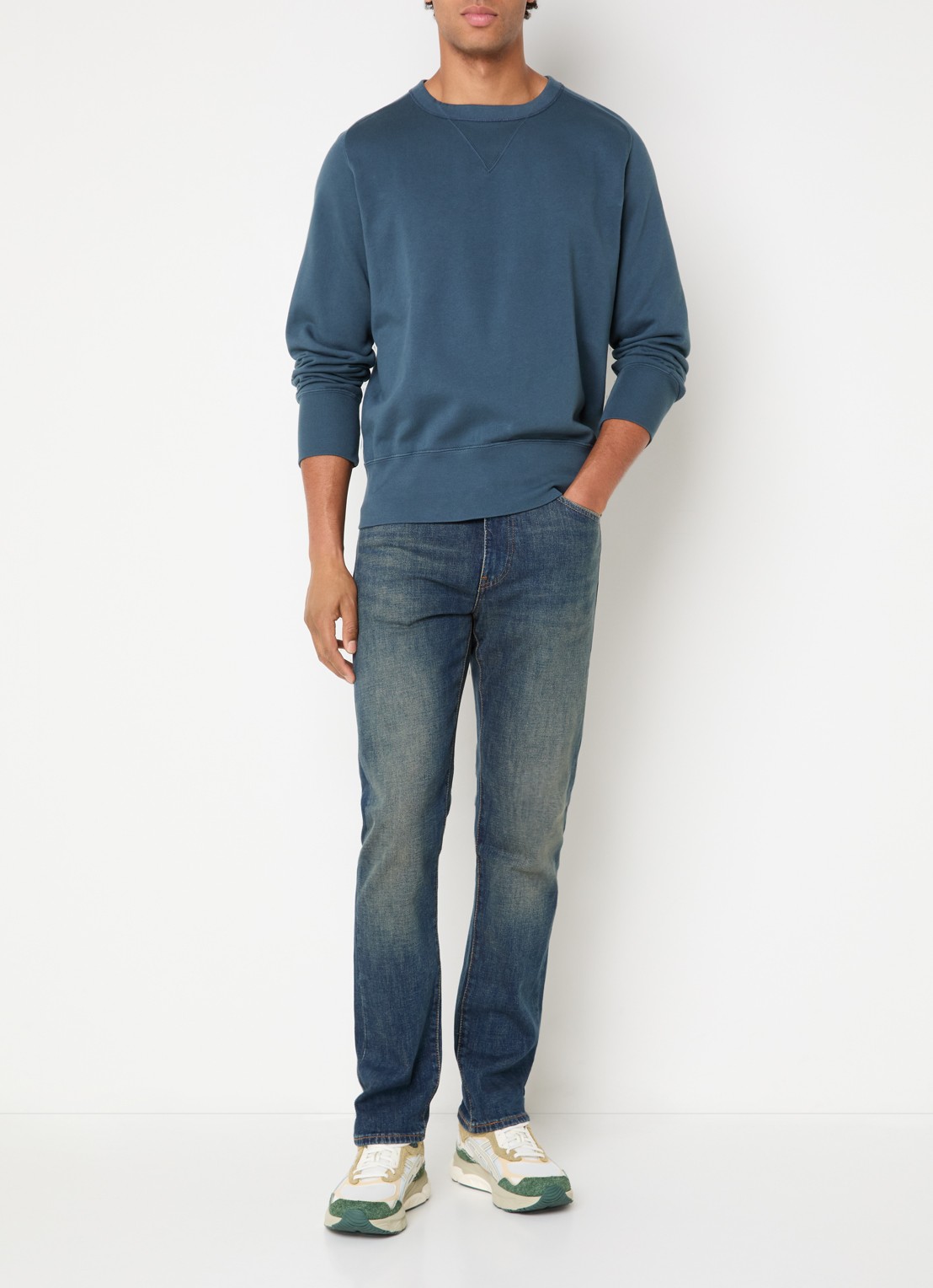 Levi's Sweater met ronde hals - voorkant 4 staalblauw
