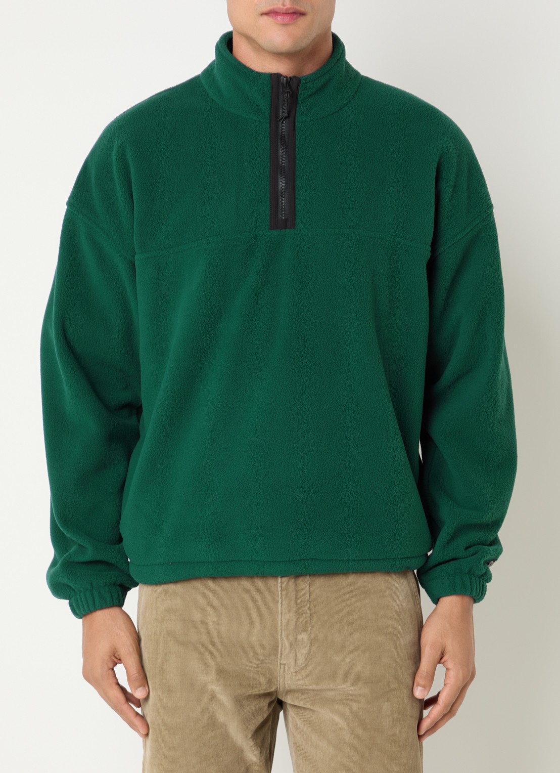 Levi's Sweater van teddy met halve rits - detail 4 donkergroen