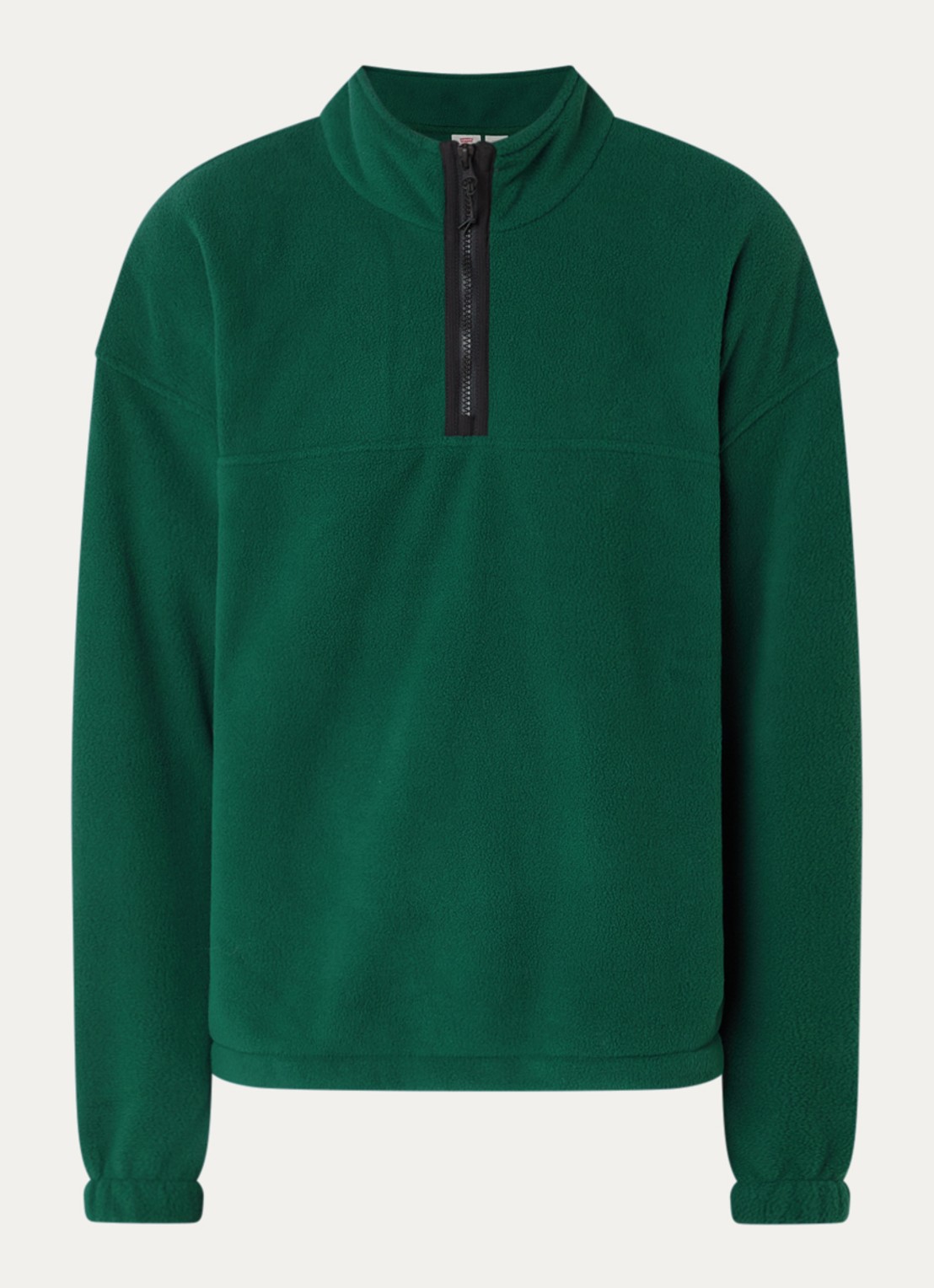Levi's Sweater van teddy met halve rits - voorkant 2 donkergroen