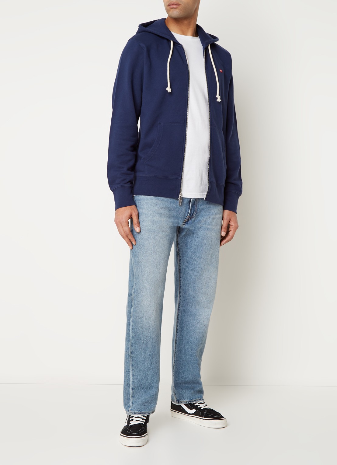 Levi's Sweatvest met capuchon en logoborduring - voorkant 3 blauw