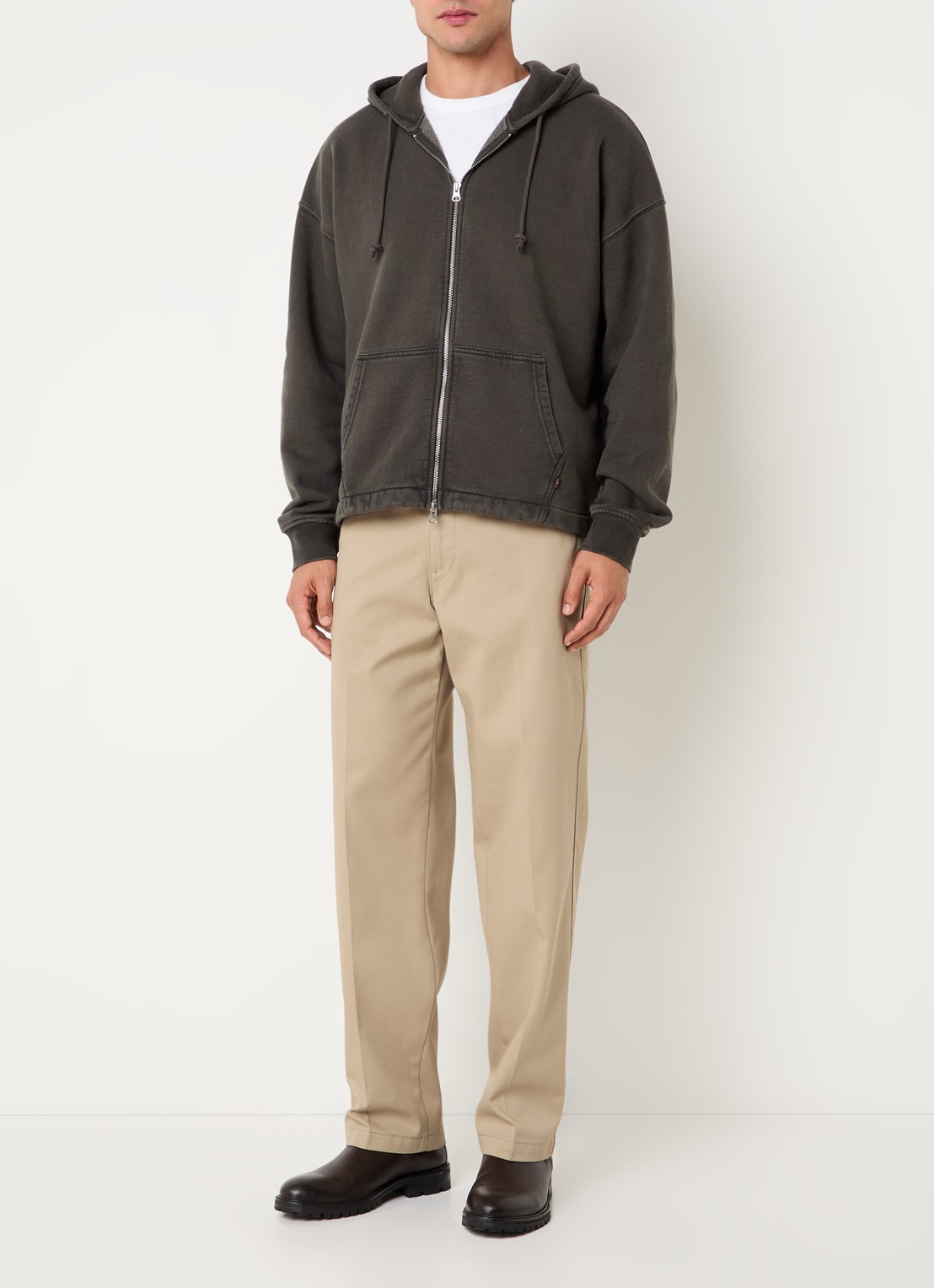 Levi's Sweatvest met verwassen afwerking - voorkant 3 legergroen