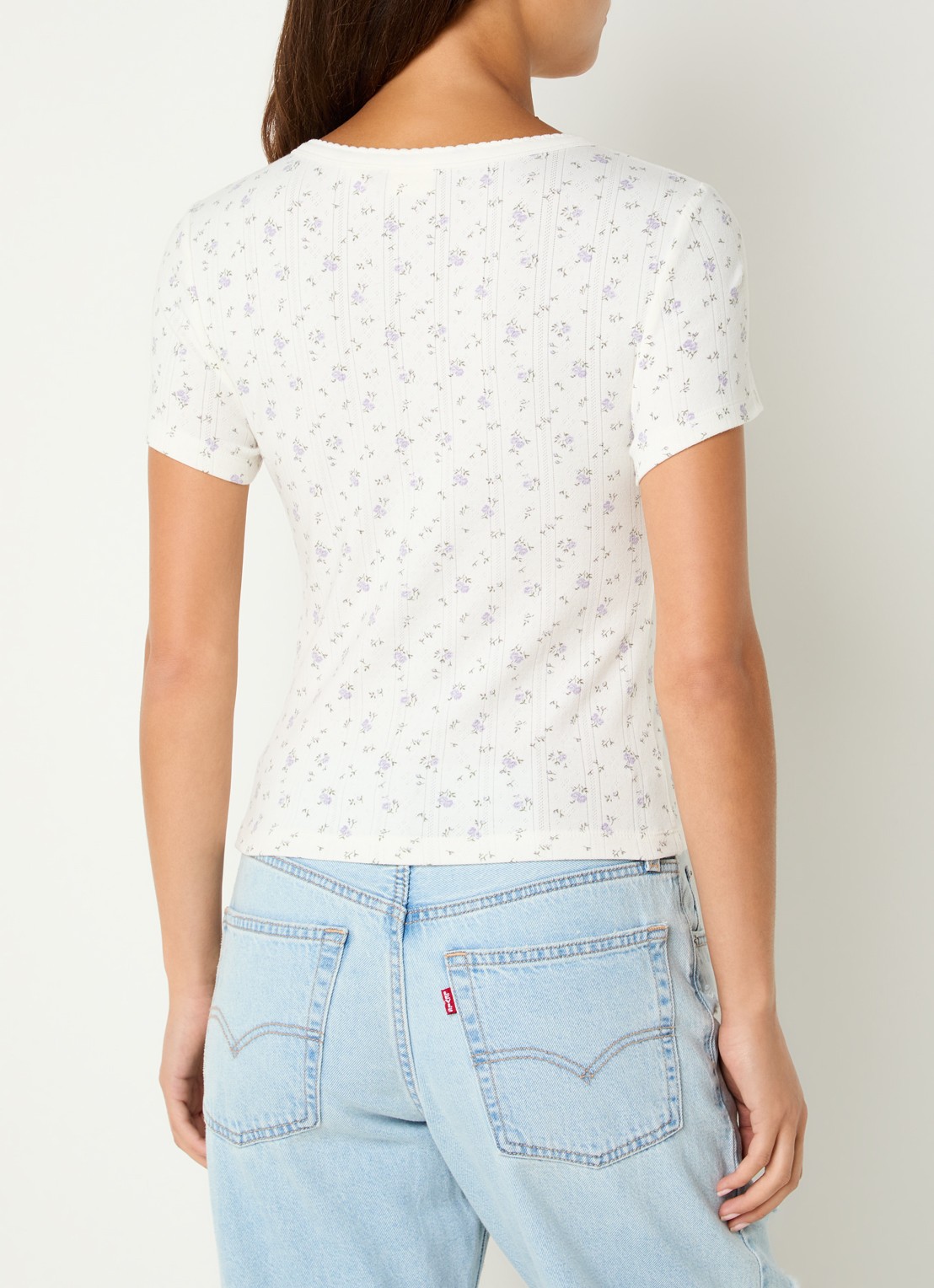 Levi's T-shirt met bloemenprint - achterkant gebroken wit
