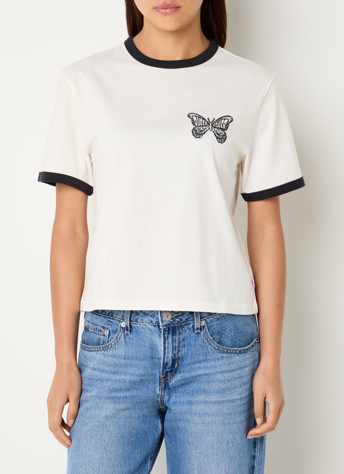 Levi's T-shirt met borduring - detail 4 gebroken wit