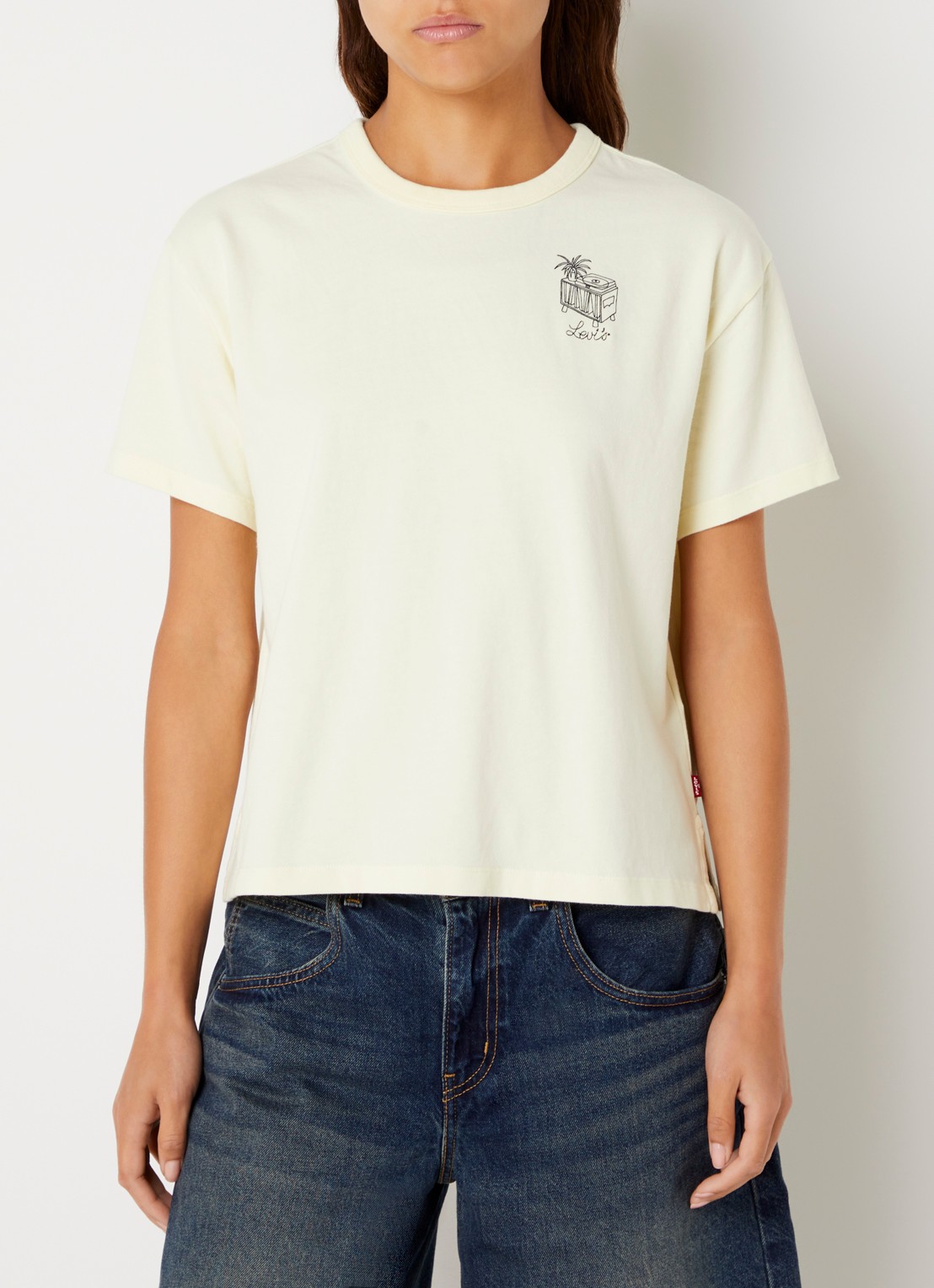 Levi's T-shirt met borduring - achterkant 4 lichtgeel