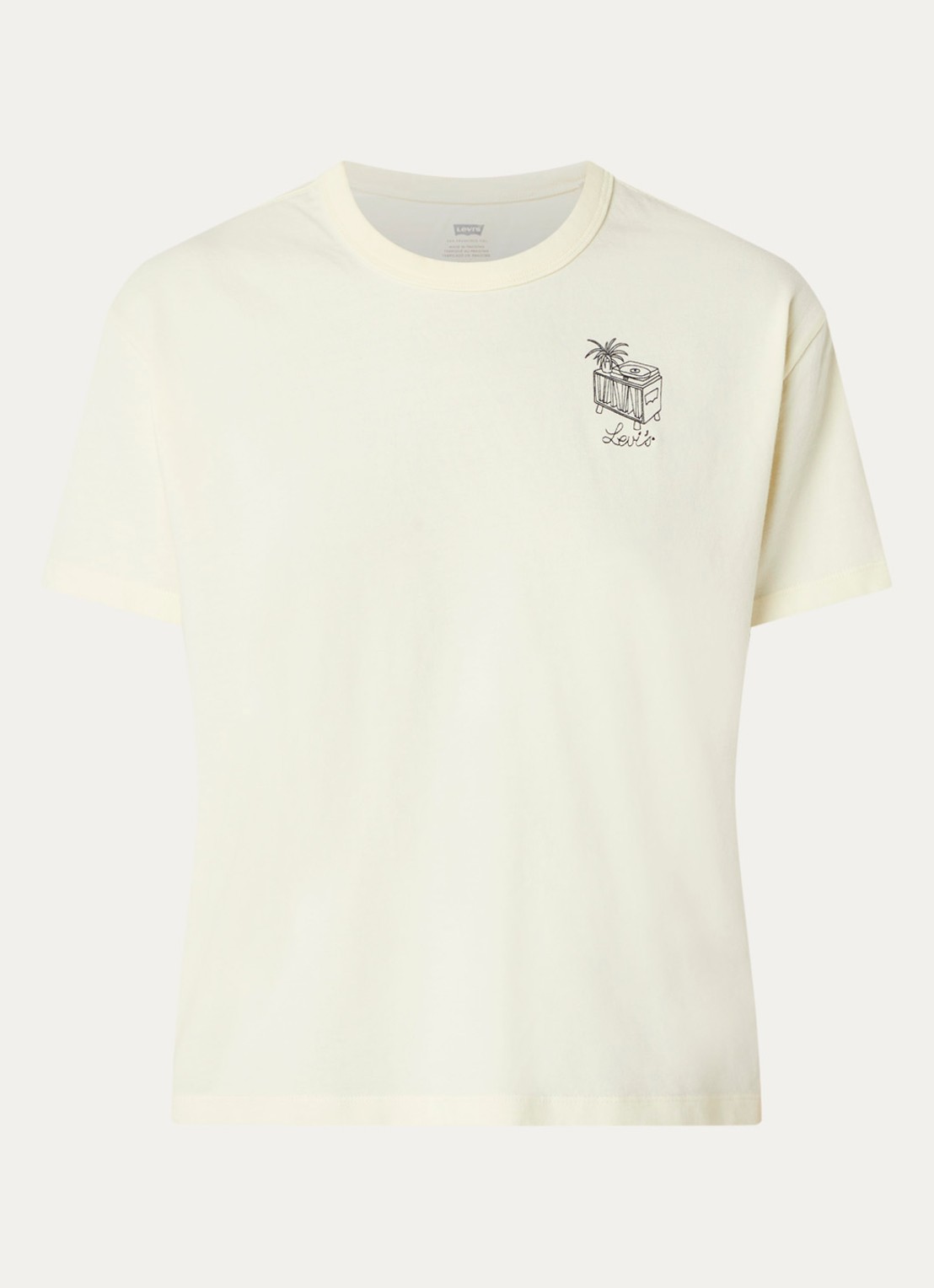Levi's T-shirt met borduring - voorkant lichtgeel