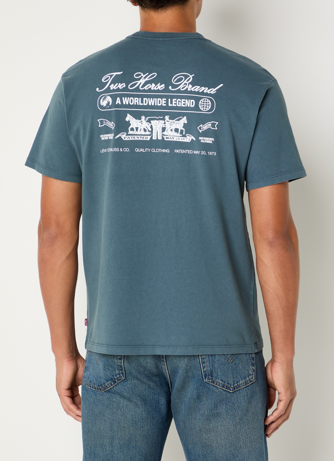 Levi's T-shirt met front- en backprint - detail petrol