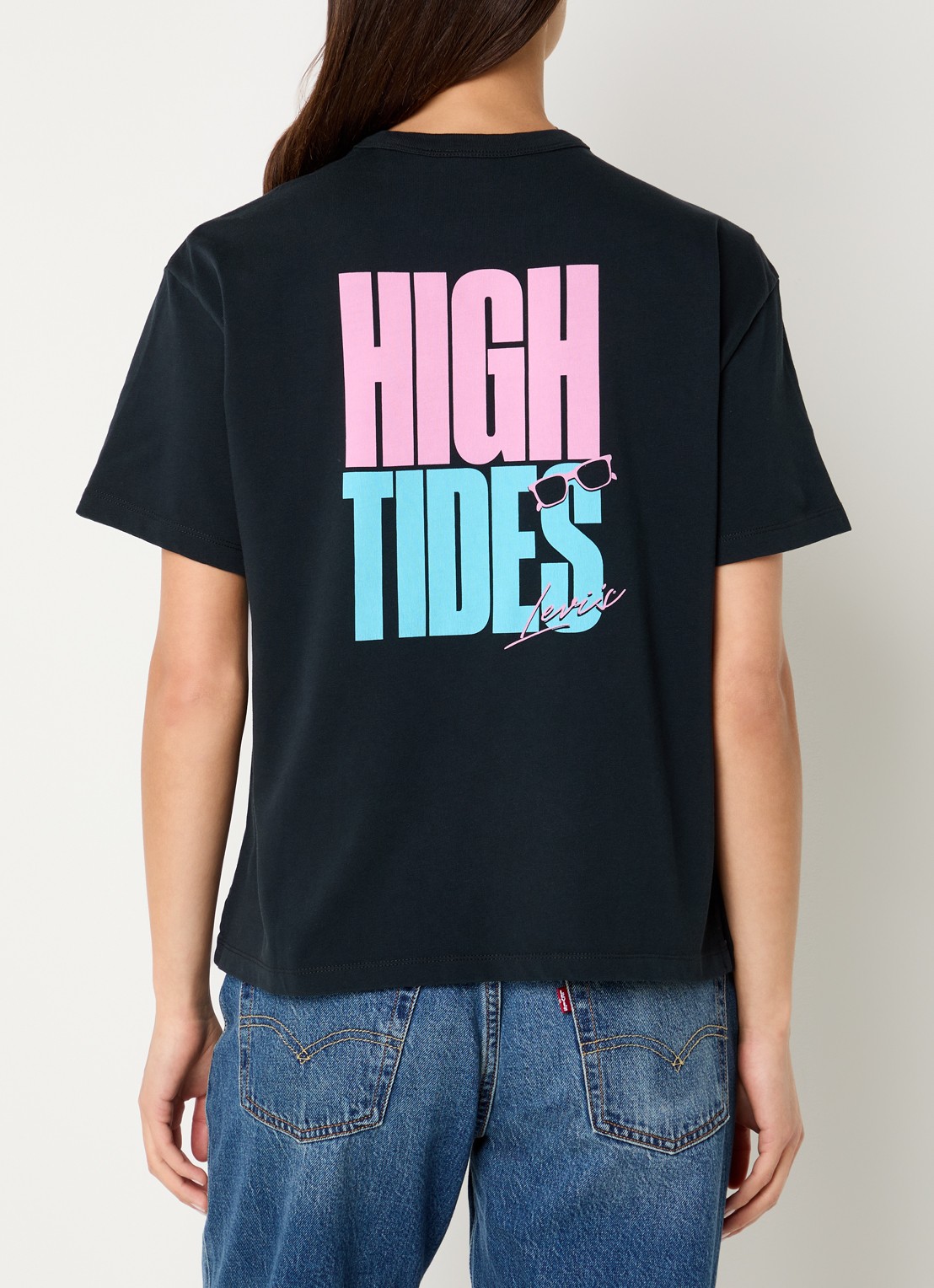 Levi's T-shirt met logo- en backprint - detail 2 donkerblauw