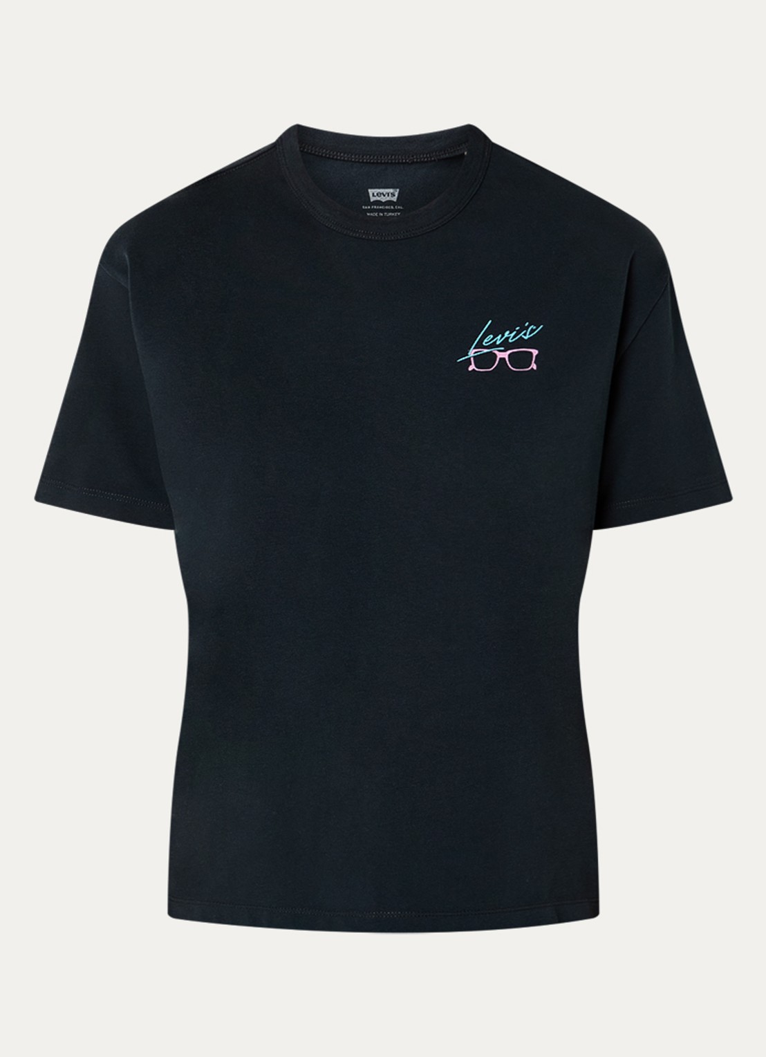 Levi's T-shirt met logo- en backprint - voorkant 3 donkerblauw
