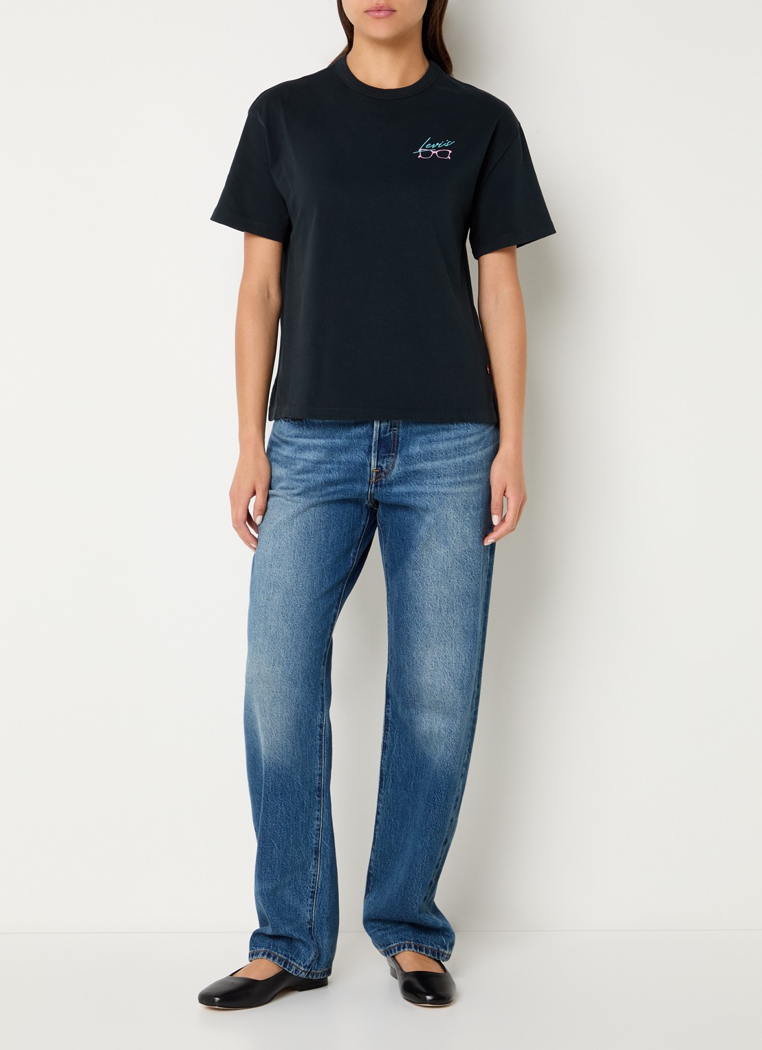 Levi's T-shirt met logo- en backprint - voorkant 4 donkerblauw