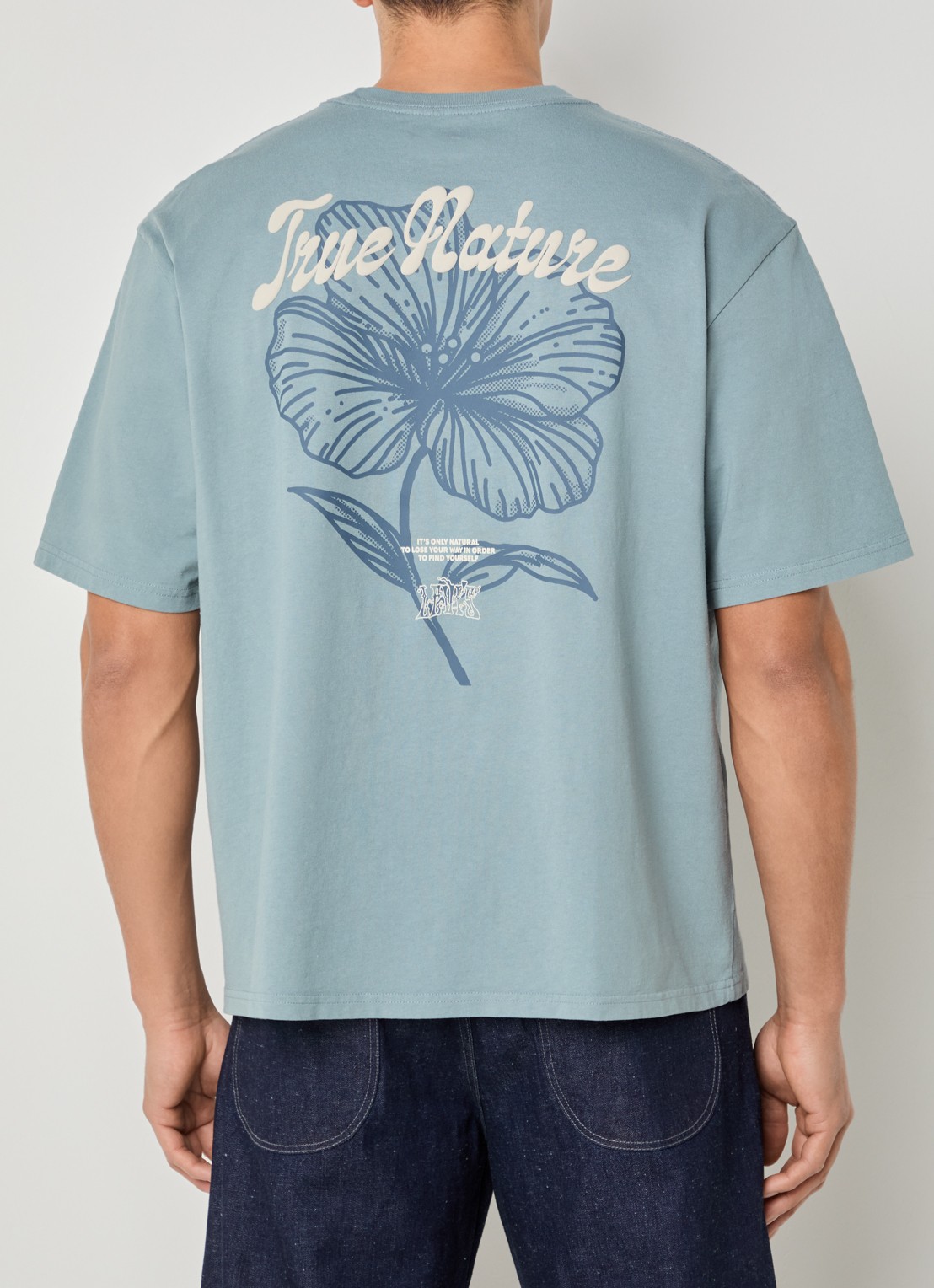 Levi's T-shirt met logo- en backprint - detail 4 staalblauw