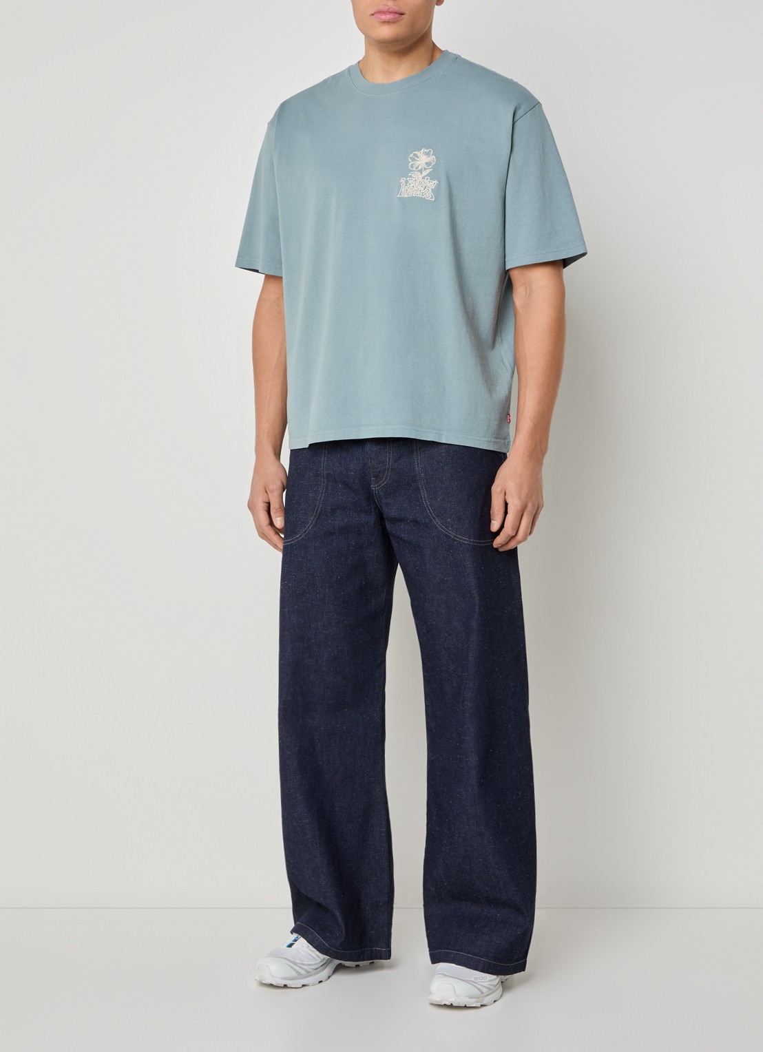 Levi's T-shirt met logo- en backprint - voorkant 3 staalblauw