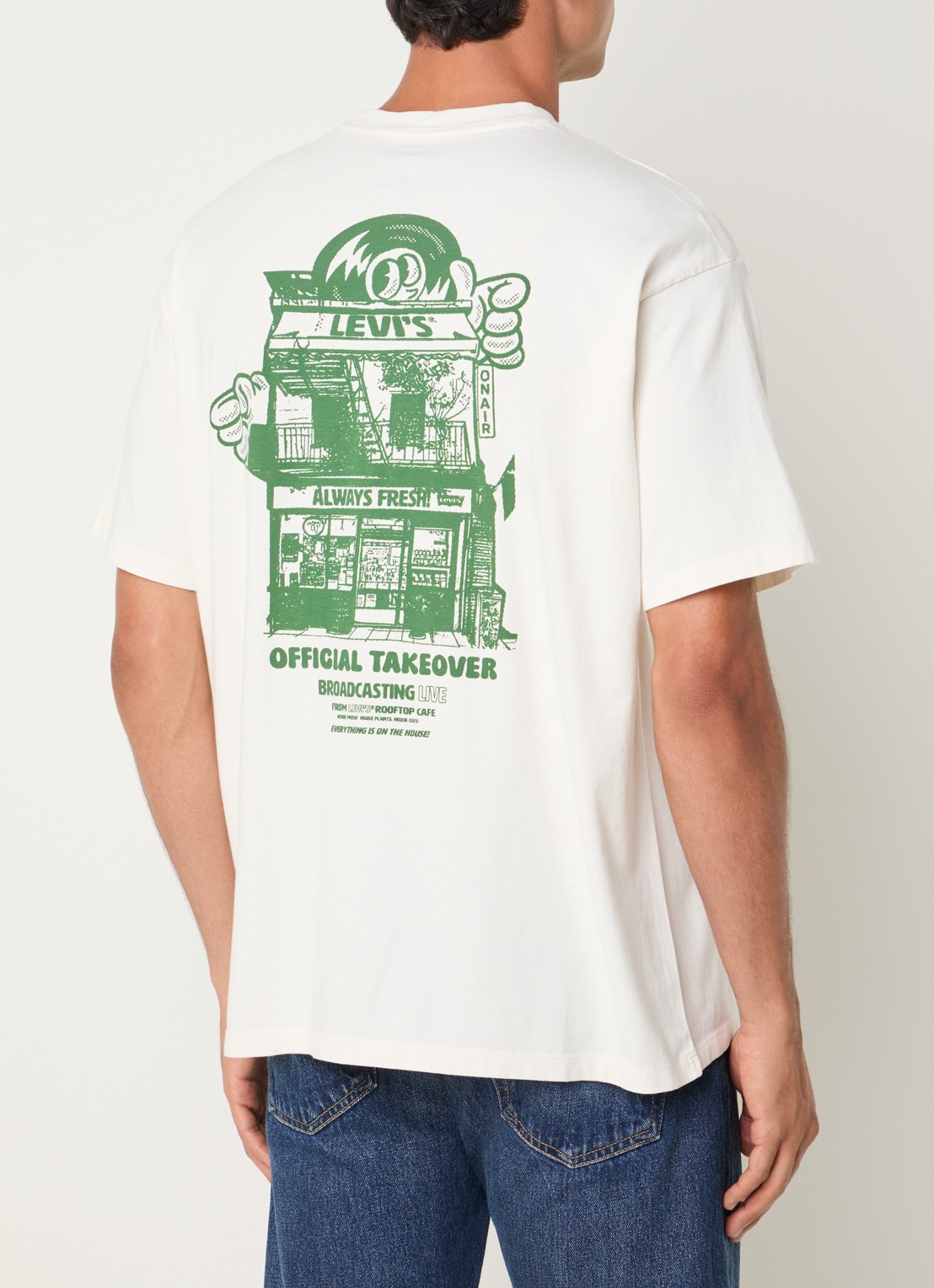 Levi's T-shirt met logo- en backprint - detail 2 creme