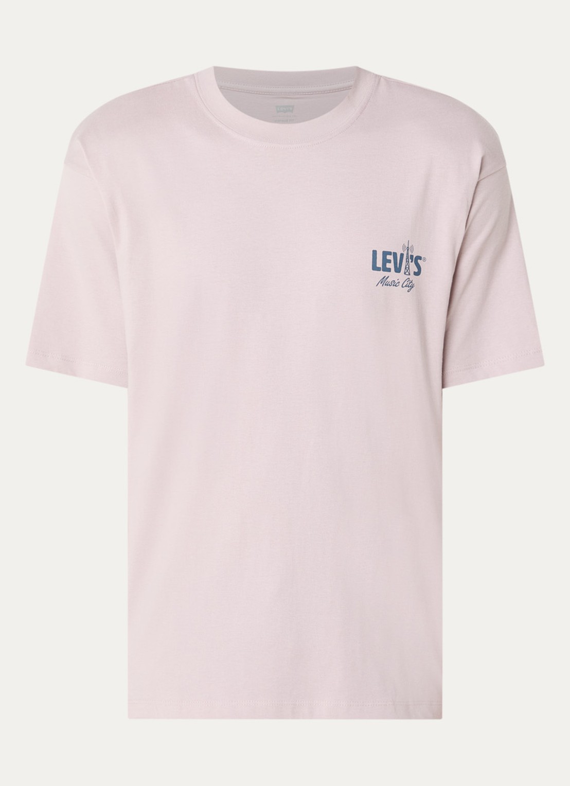 Levi's T-shirt met logo- en backprint - voorkant oudroze