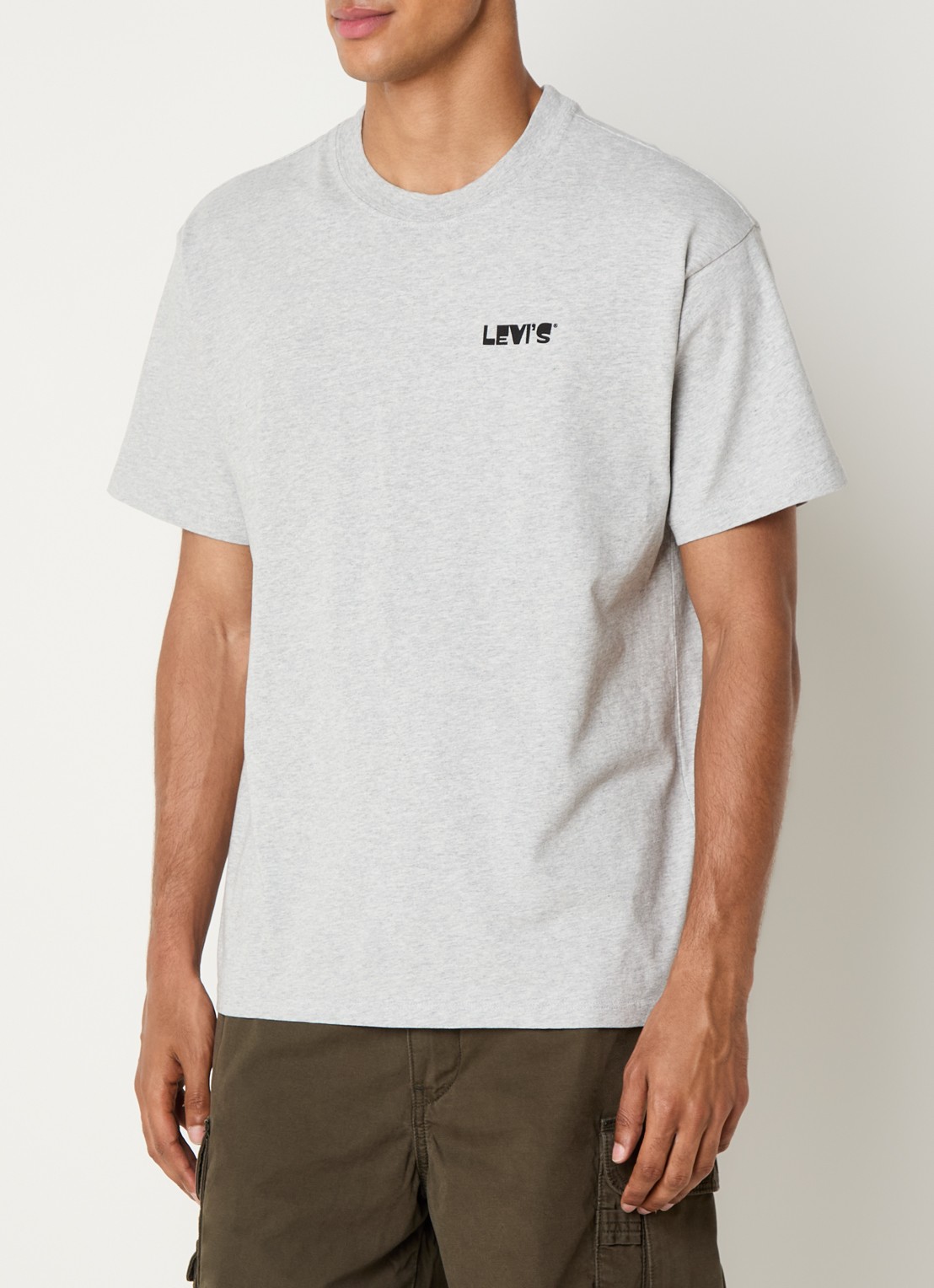 Levi's T-shirt met logo- en backprint - achterkant grijs