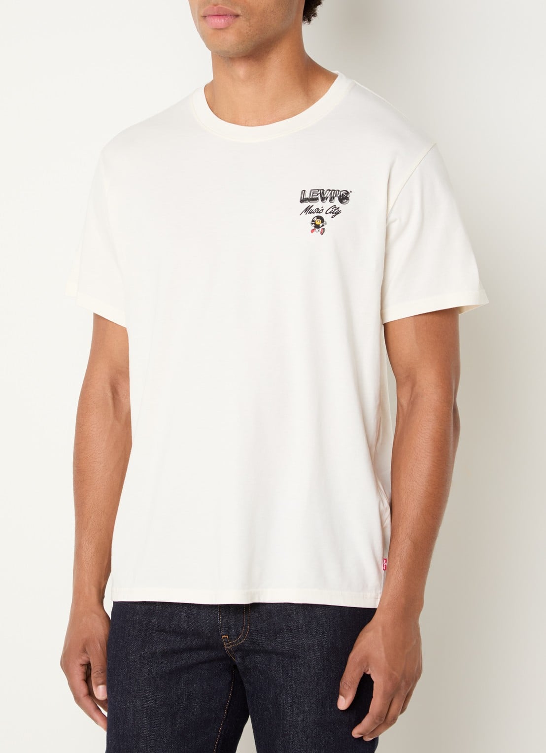 Levi's T-shirt met logo- en backprint - achterkant 2 gebroken wit