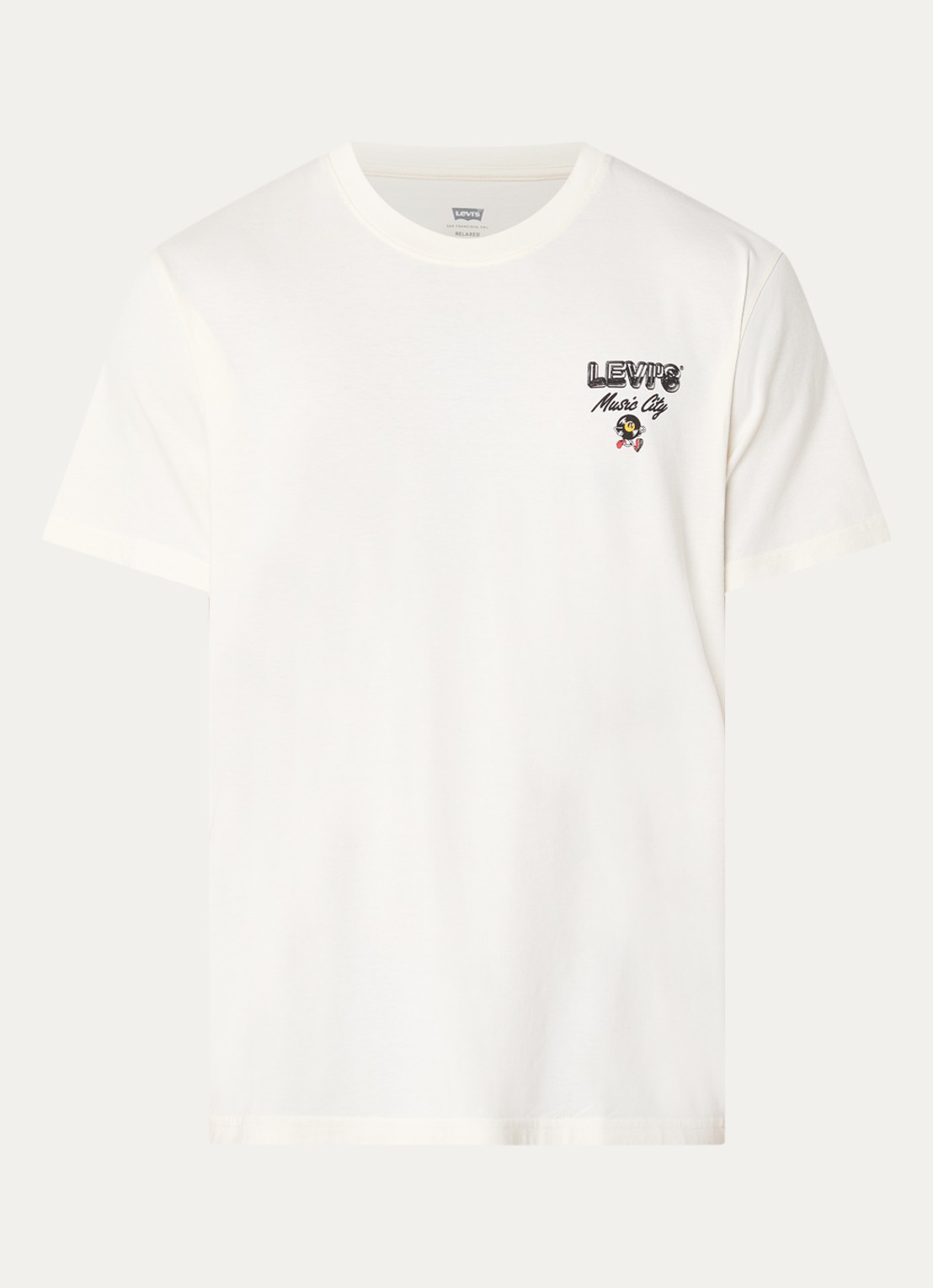 Levi's T-shirt met logo- en backprint - voorkant 3 gebroken wit