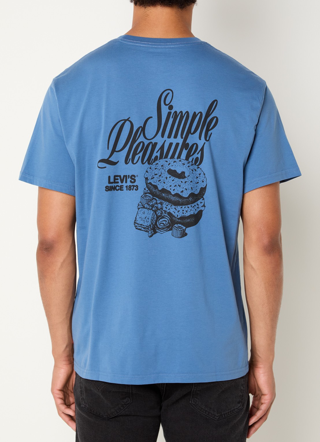 Levi's T-shirt met logo- en backprint - detail 2 blauw