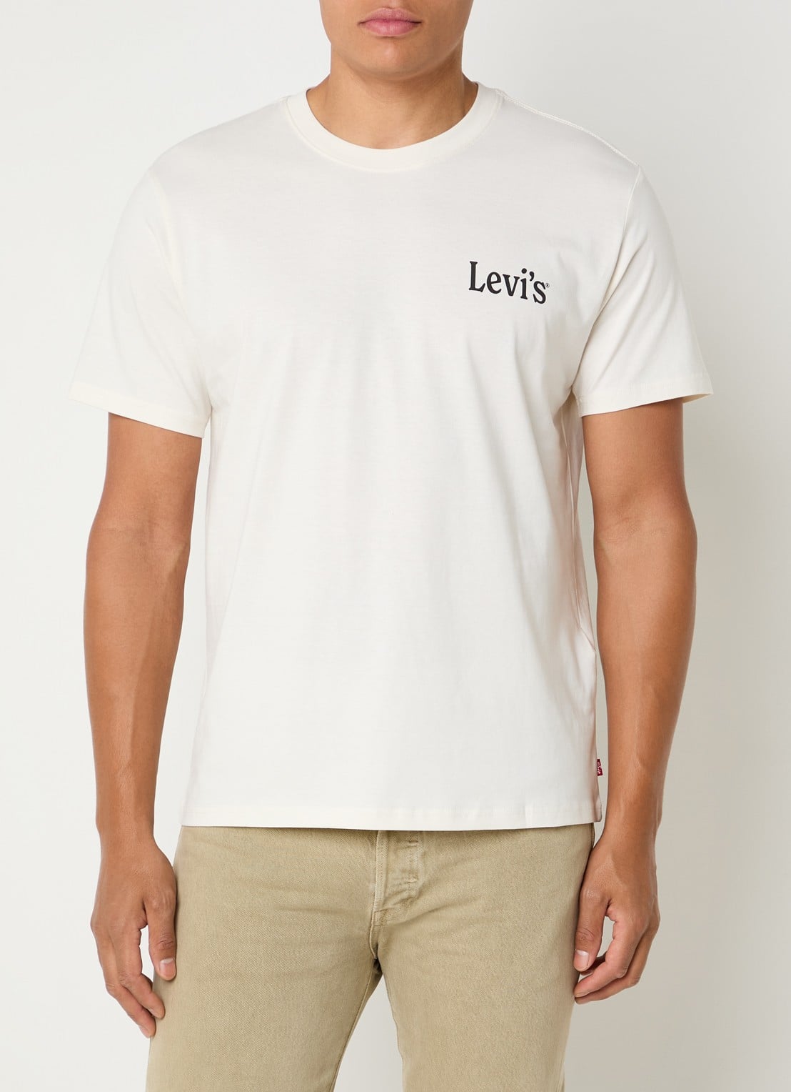 Levi's T-shirt met logo- en backprint - achterkant gebroken wit