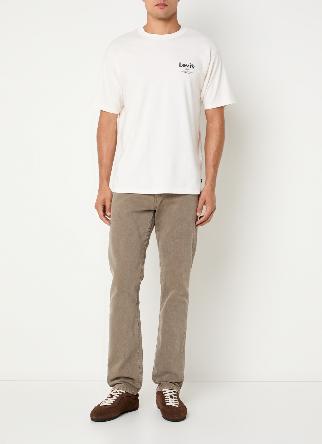 Levi's T-shirt met logo- en backprint - voorkant 3 gebroken wit