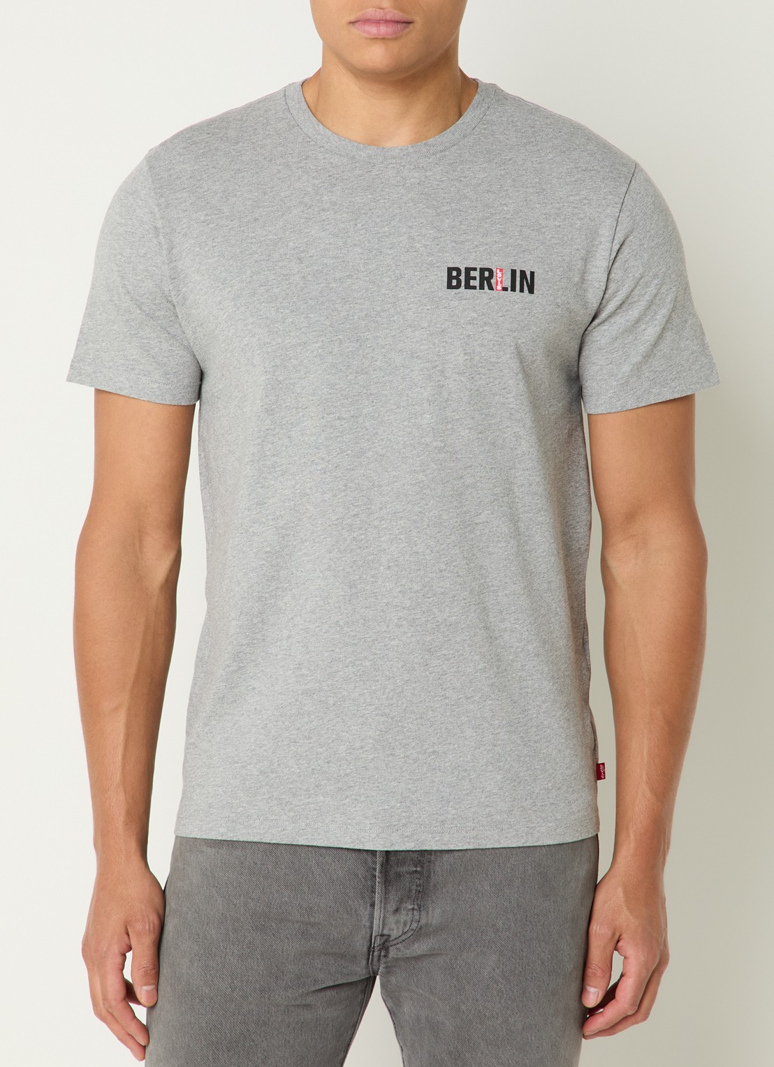Levi's T-shirt met logo - detail 3 grijsmele