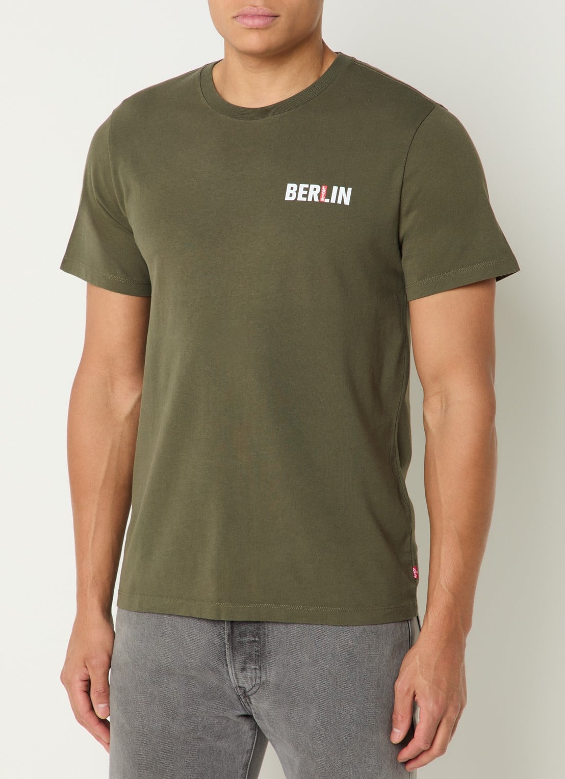Levi's T-shirt met logo - detail 3 legergroen