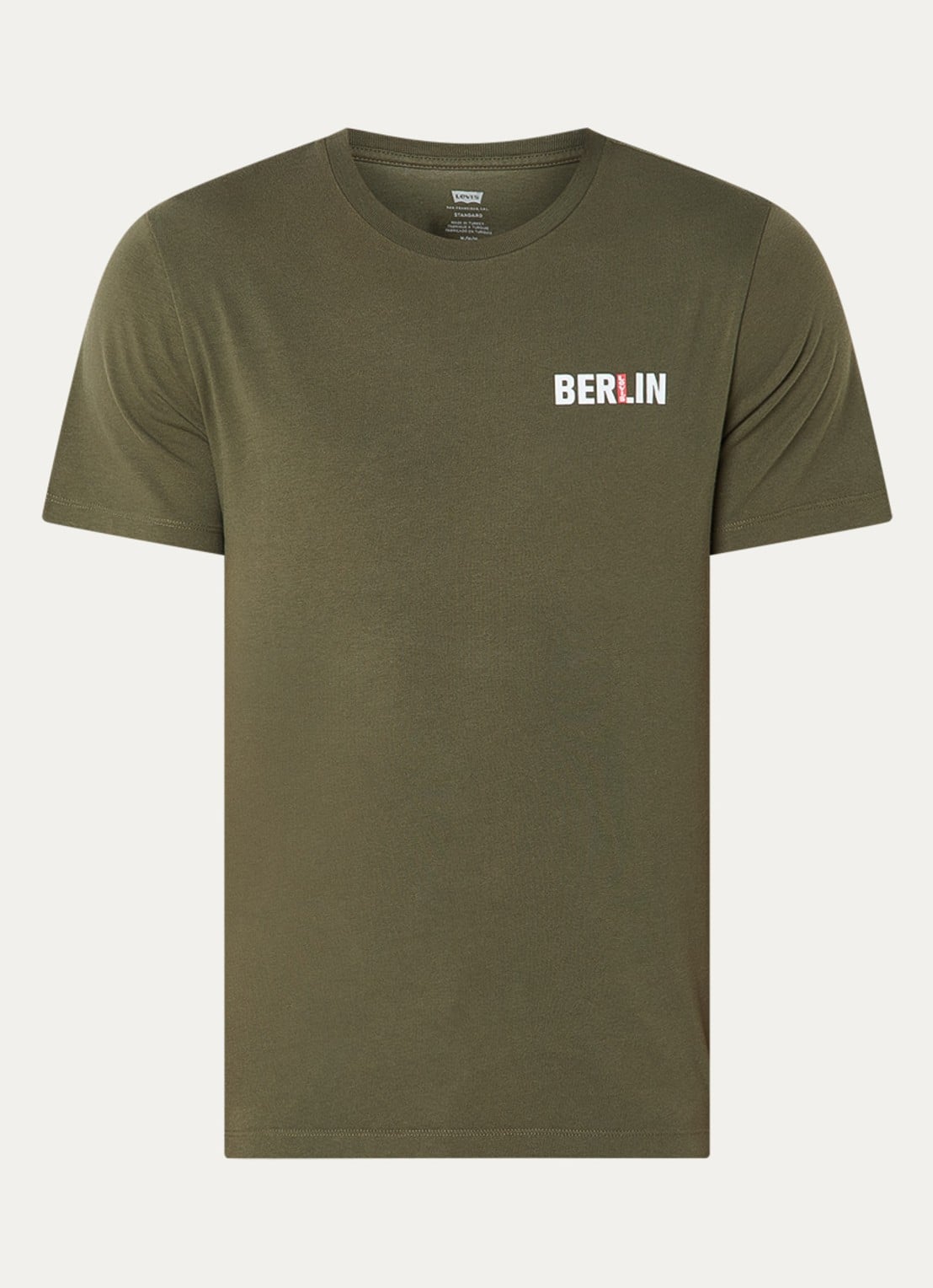 Levi's T-shirt met logo - voorkant legergroen