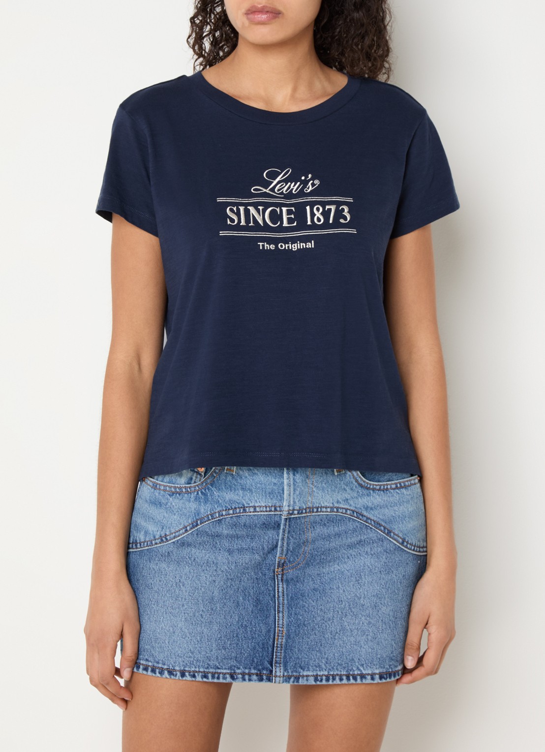 Levi's T-shirt met logoborduring - detail 3 donkerblauw