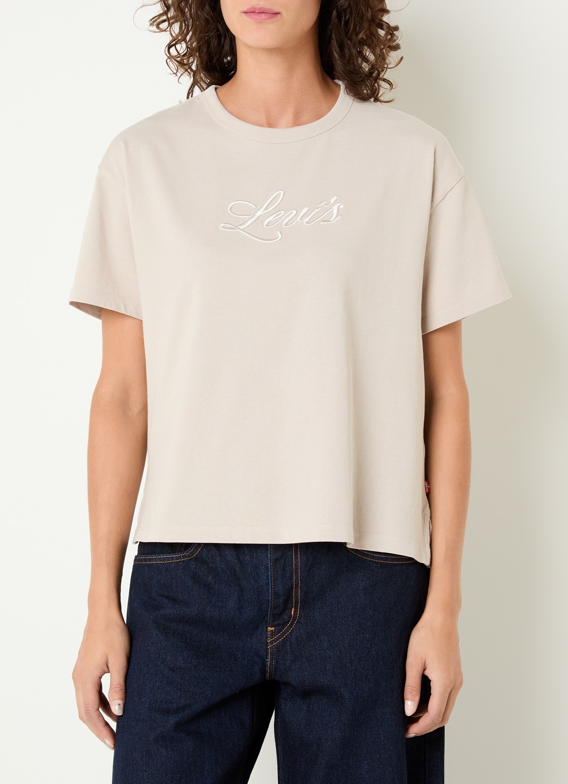 Levi's T-shirt met logoborduring - detail beige