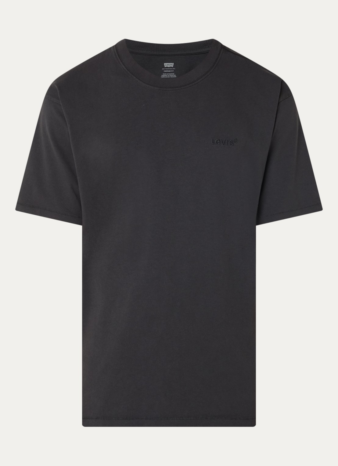 Levi's T-shirt met logoborduring - voorkant zwart