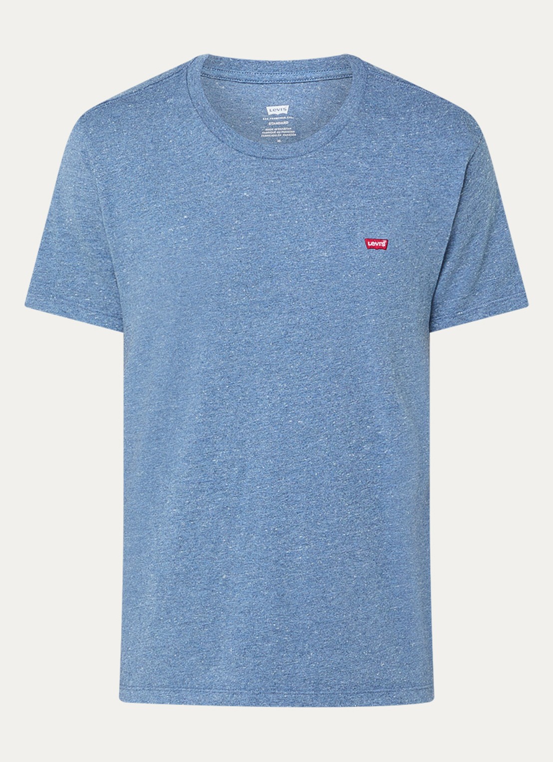 Levi's T-shirt met logoborduring - voorkant staalblauw