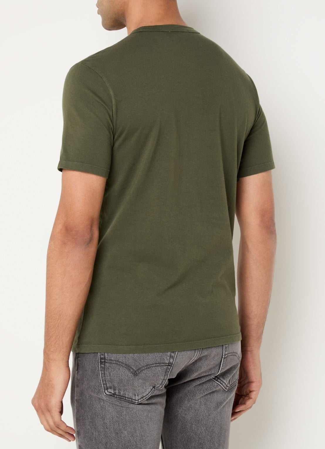 Levi's T-shirt met logoborduring - achterkant legergroen