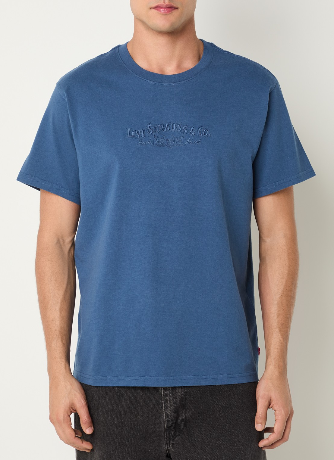 Levi's T-shirt met logoborduring - detail 3 staalblauw
