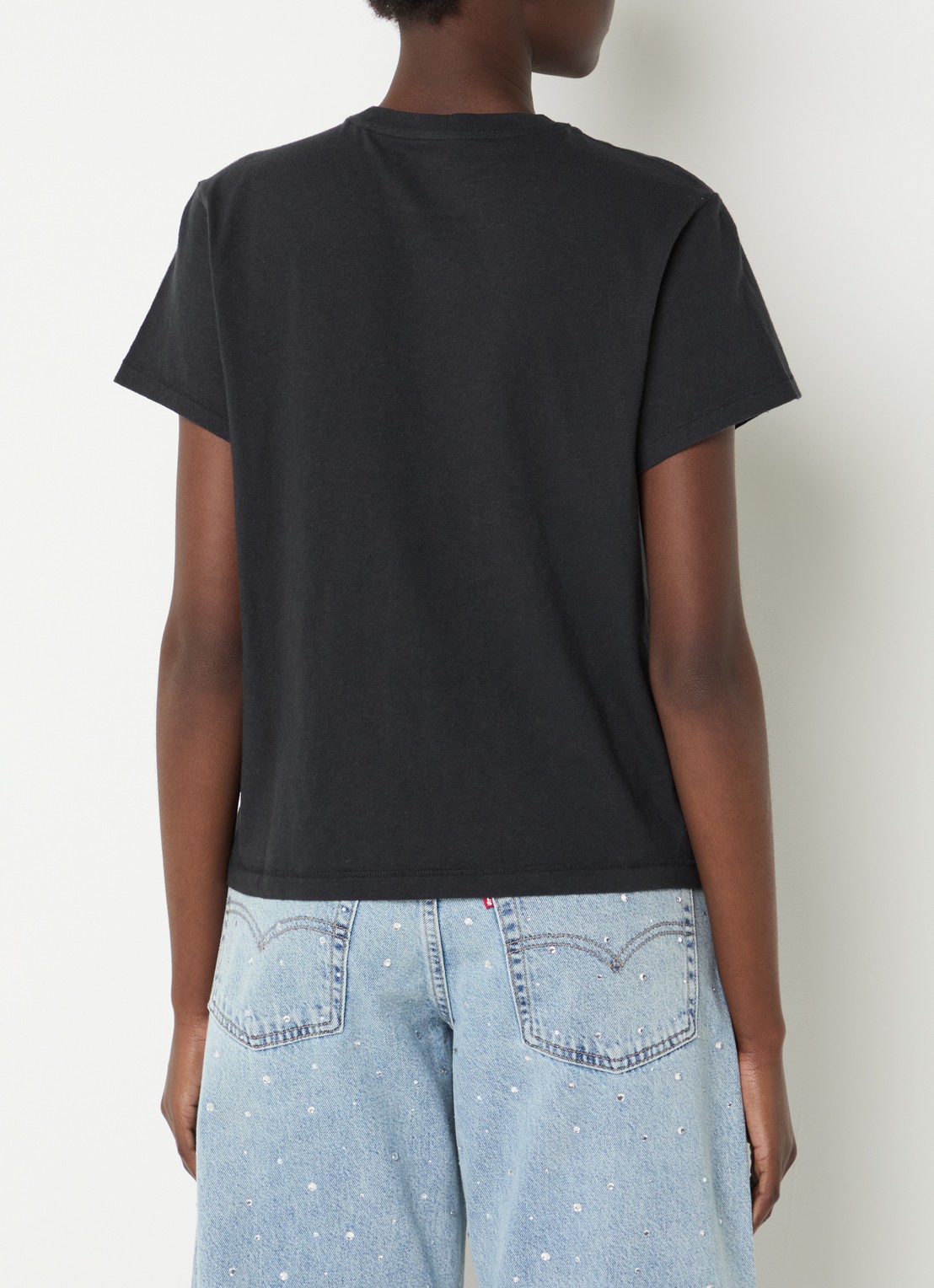 Levi's T-shirt met logoprint en strass - achterkant 4 zwart