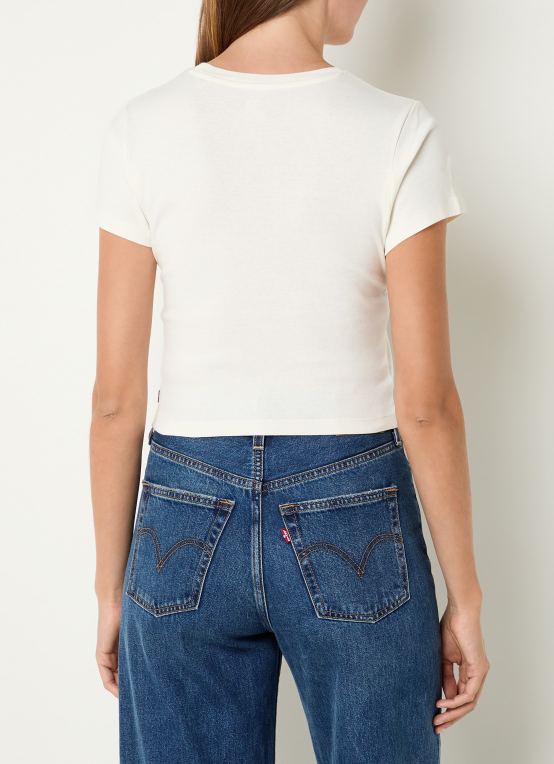 Levi's T-shirt met logoprint en strass - achterkant gebroken wit