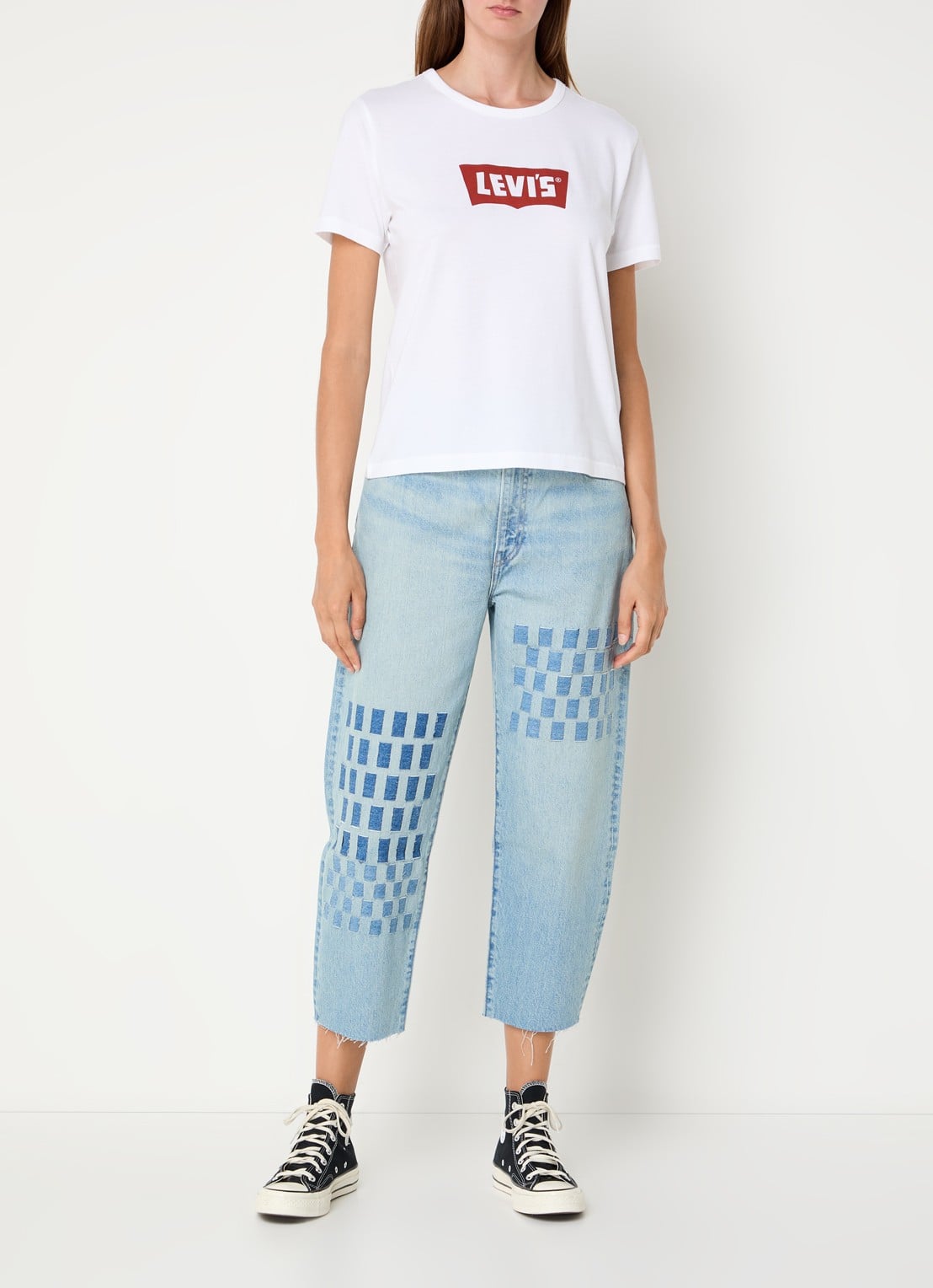 Levi's T-shirt met logoprint en stretch - voorkant 3 wit